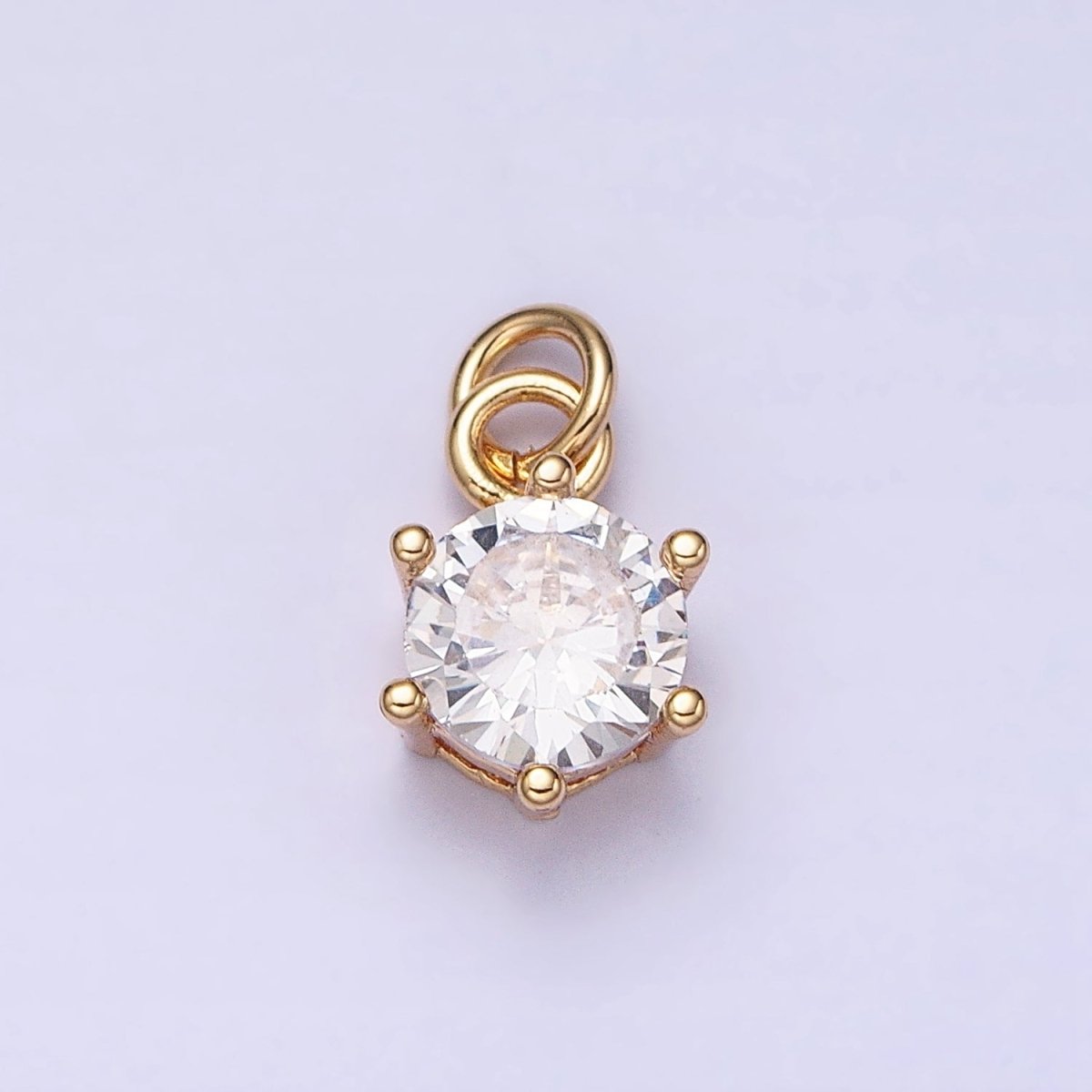 16K Gold Filled 12mm Clear Round Cubic Zirconia CZ Add-On Charm in Gold & Silver | AC1193 AC1194 - DLUXCA