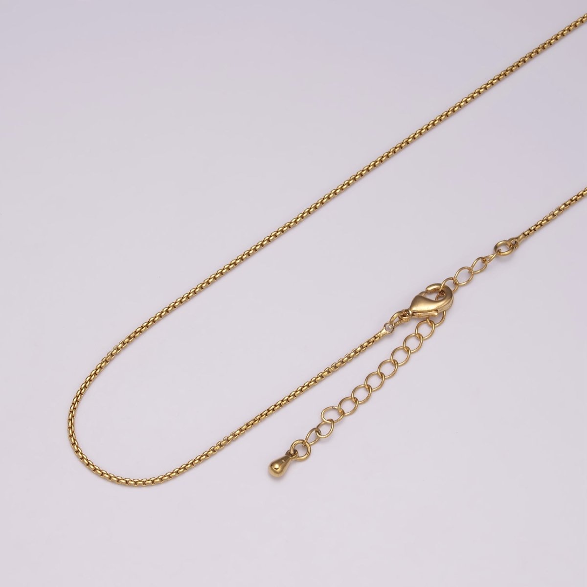 16K Gold Filled 1.2mm Dainty Box Chain 18 Inch Layering Necklace w. Extender in Gold & Silver | WA-436 WA-437 Clearance Pricing - DLUXCA