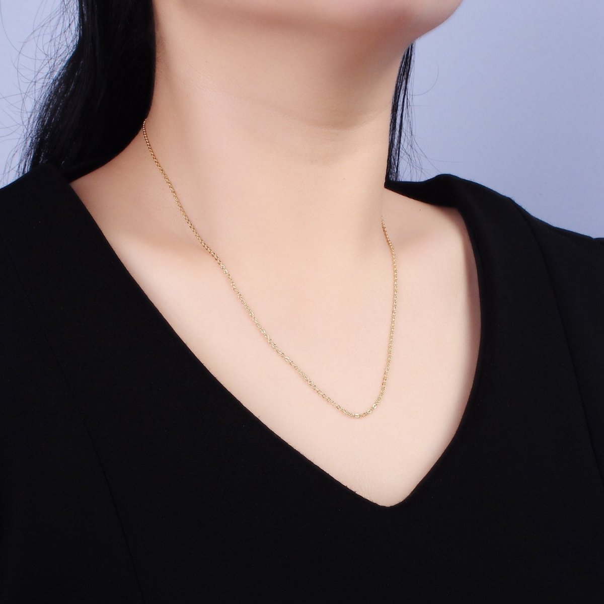 16K Gold Filled 1.2mm Dainty Cable 18 Inch Layering Chain Necklace | WA-1938 Clearance Pricing - DLUXCA