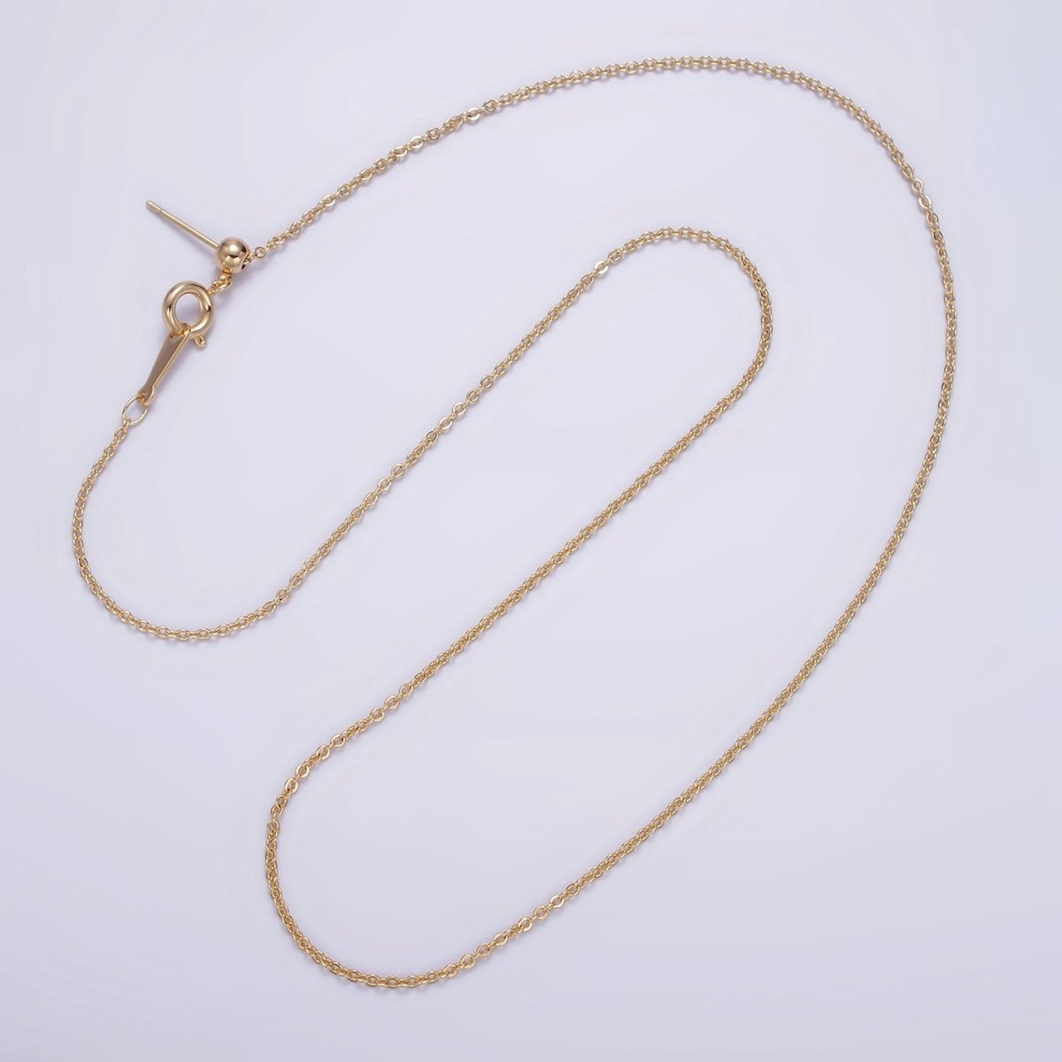 16K Gold Filled 1.2mm Dainty Cable 18.5 Inch Slider Chain Necklace | WA-1939 Clearance Pricing - DLUXCA