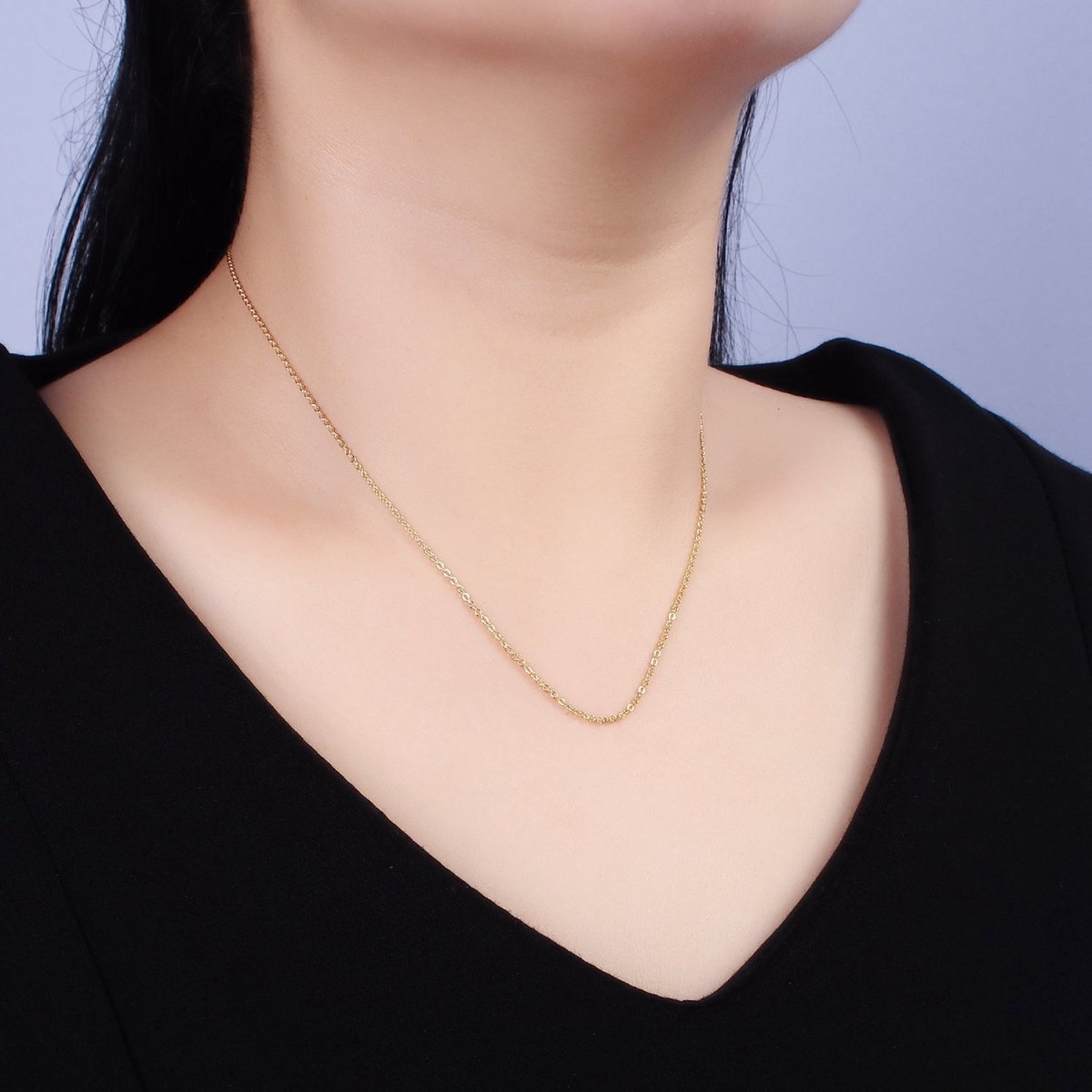 16K Gold Filled 1.2mm Dainty Cable 18.5 Inch Slider Chain Necklace | WA-1939 Clearance Pricing - DLUXCA