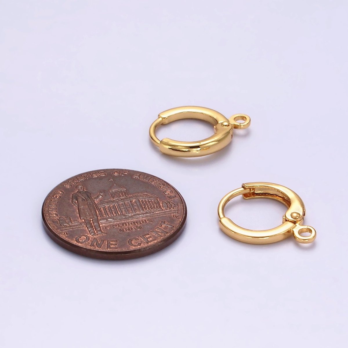 16K Gold Filled 12mm Minimalist Huggie Open Loop Earrings Findings Supply | Z565 - DLUXCA