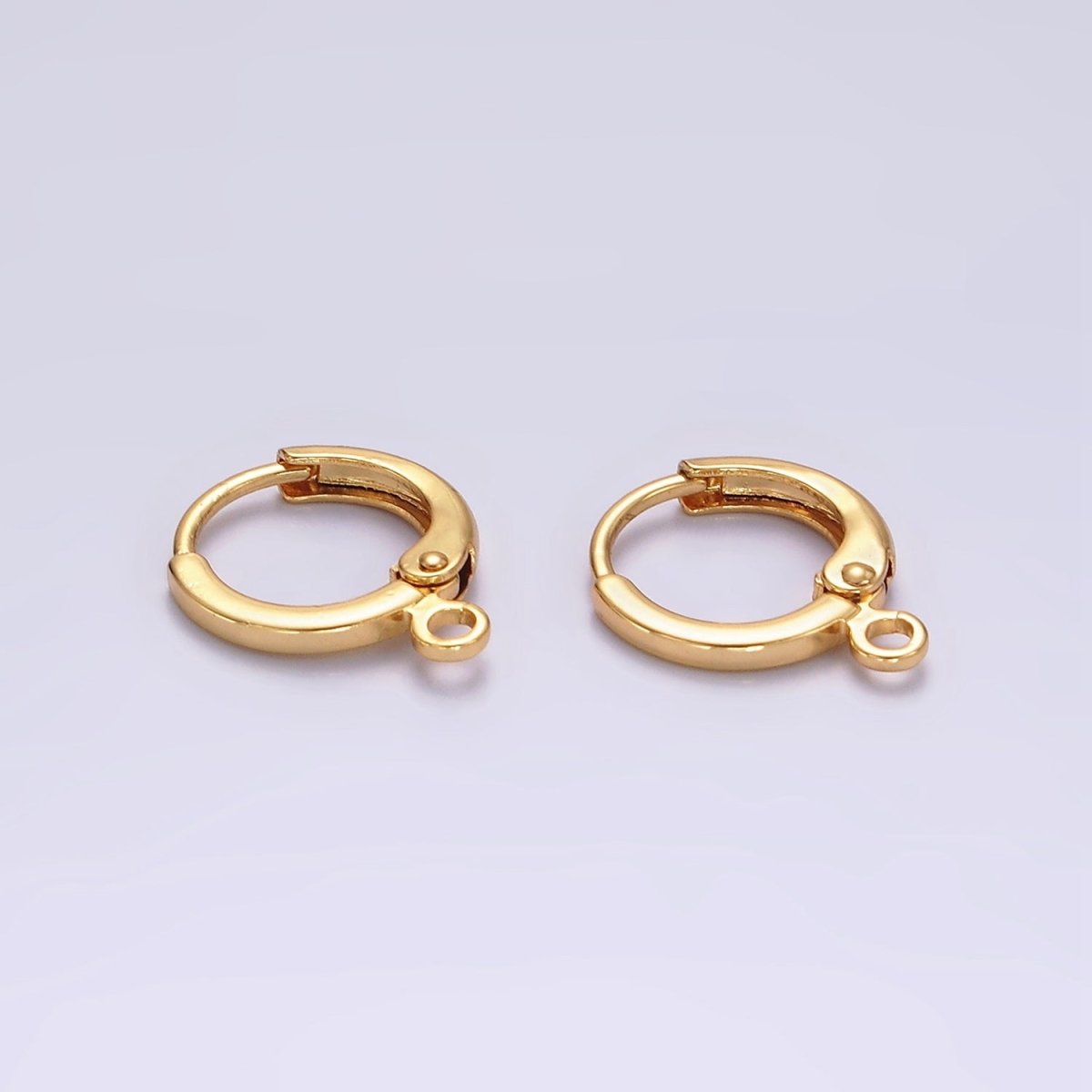 16K Gold Filled 12mm Minimalist Huggie Open Loop Earrings Findings Supply | Z565 - DLUXCA