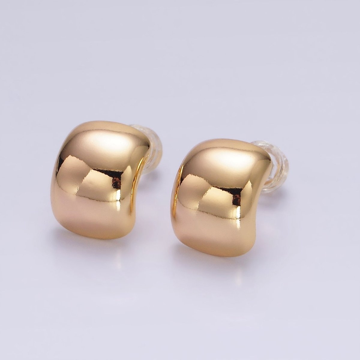 16K Gold Filled 12mm Wide Dome C-Shaped Cartilage Hoop Earrings | AE891 - DLUXCA
