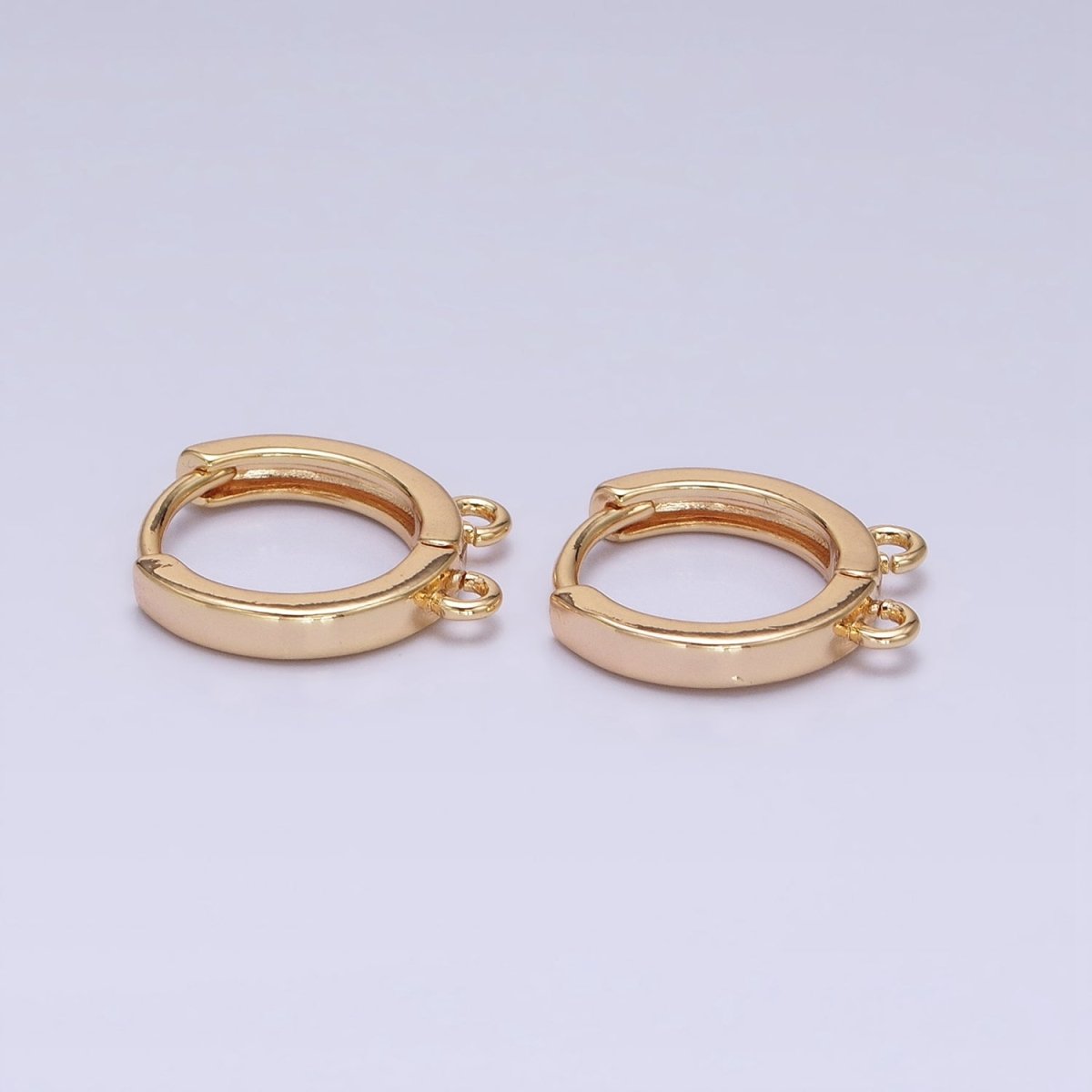 16K Gold Filled 13.5mm Thin Double Open Loop Huggie Earrings Supply in Gold & Silver | Z-225 Z-226 - DLUXCA