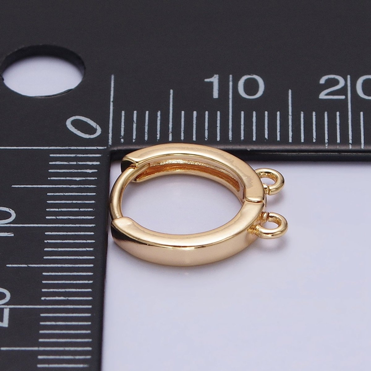 16K Gold Filled 13.5mm Thin Double Open Loop Huggie Earrings Supply in Gold & Silver | Z-225 Z-226 - DLUXCA
