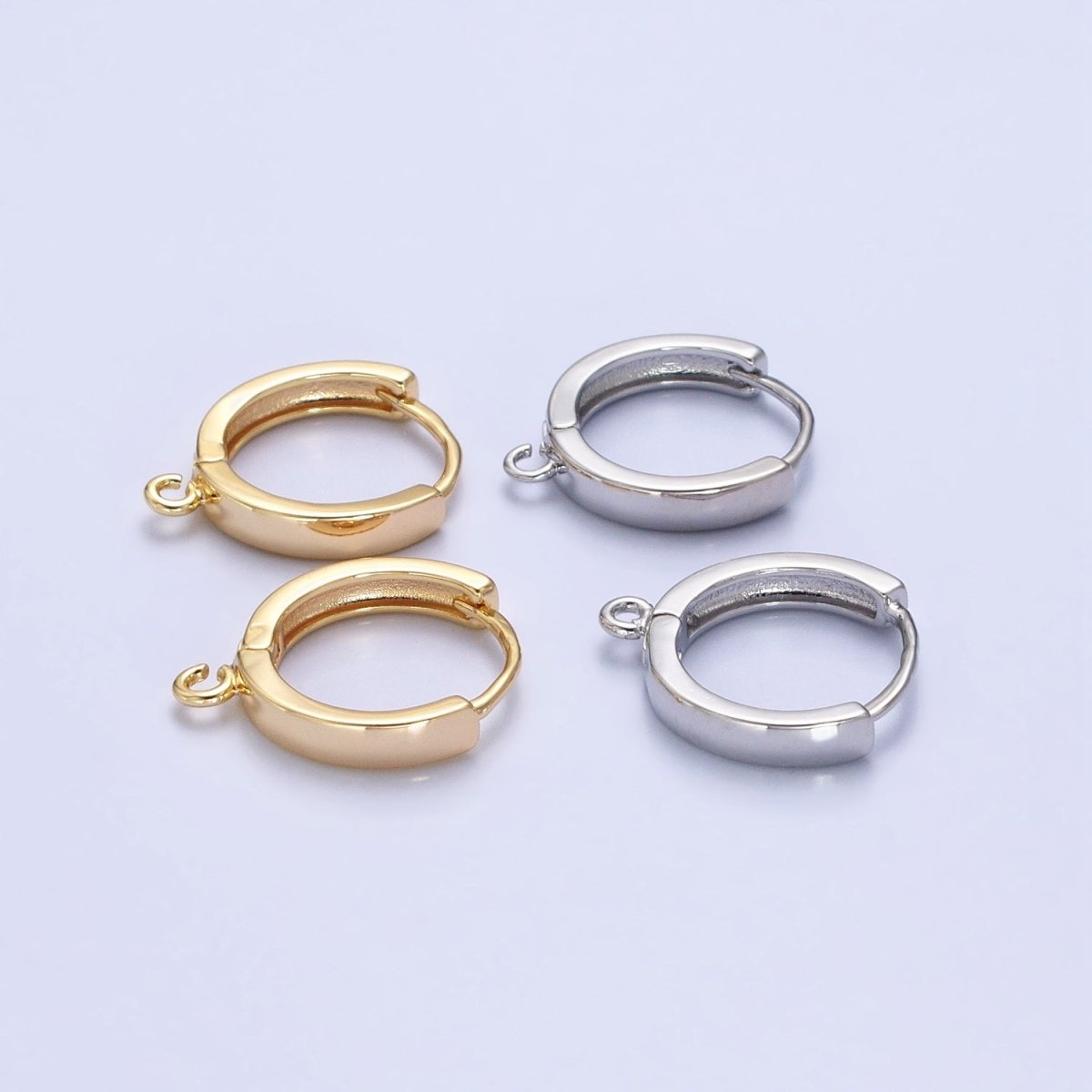16K Gold Filled 15.5mm Huggie Open Loop Earrings Supply in Silver & Gold | Z-335 - DLUXCA
