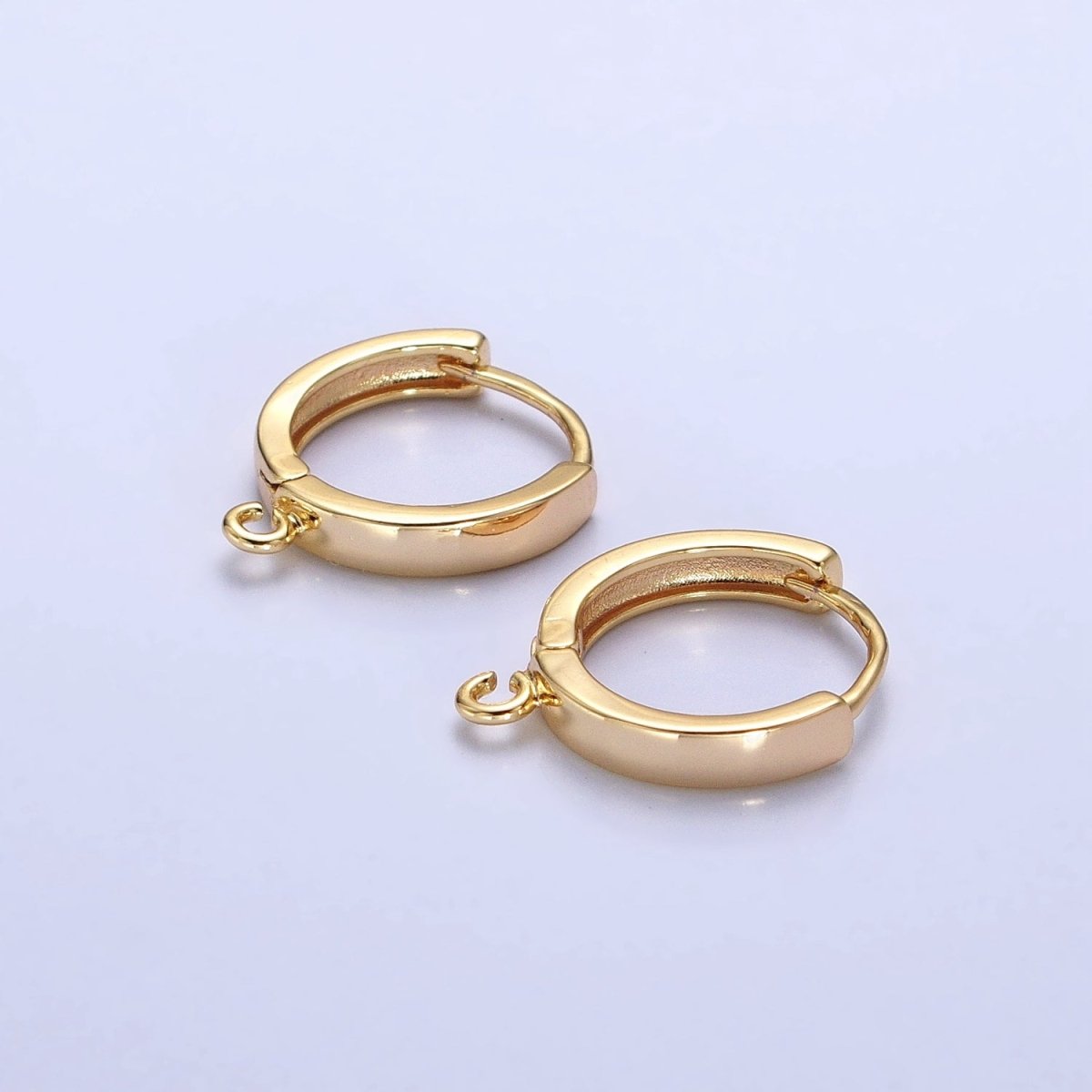 16K Gold Filled 15.5mm Huggie Open Loop Earrings Supply in Silver & Gold | Z-335 - DLUXCA