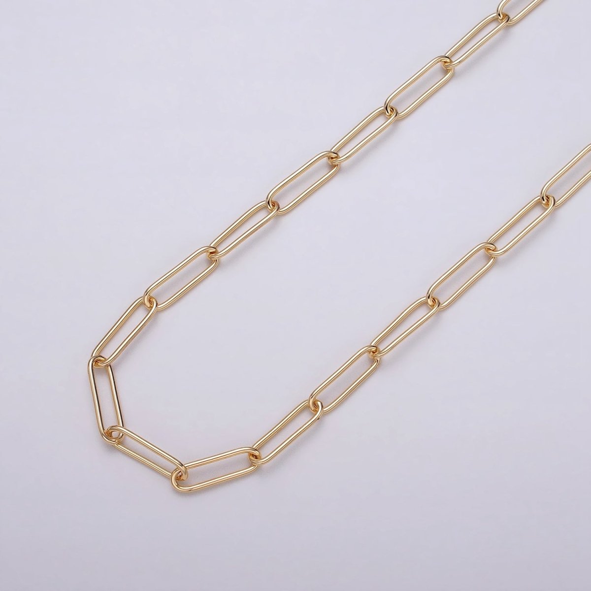 16K Gold Filled 15mm x 4.5mm Paperclip Unfinished Jewelry Making Chain in Gold & Silver | ROLL-1373 ROLL-1374 - DLUXCA