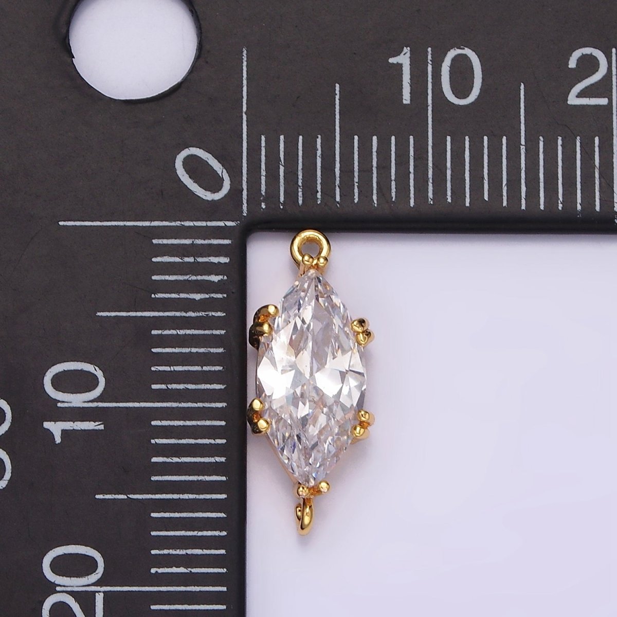 16K Gold Filled 16.5mm Clear Marquise CZ Connector | G-023 - DLUXCA