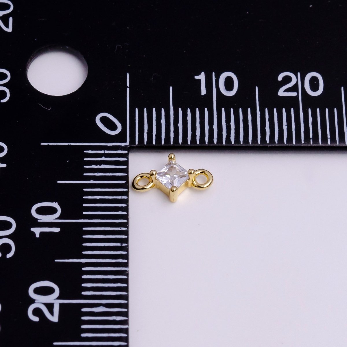 16K Gold Filled 16.5mm Clear Rhombus CZ Link Connector | Y-753 - DLUXCA