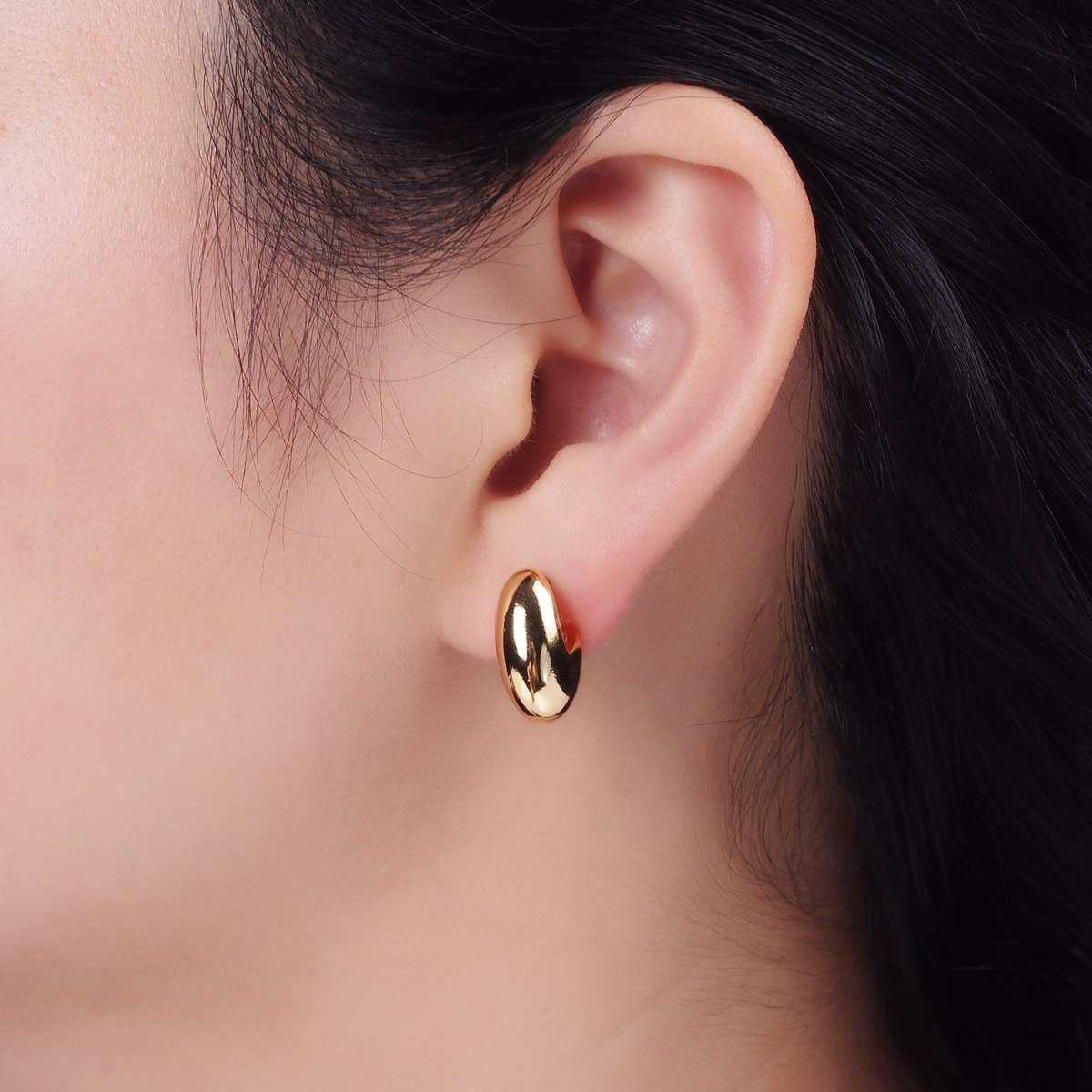 16K Gold Filled 16mm Chubby J-Shaped Cartilage Hoop Earrings | AE893 - DLUXCA
