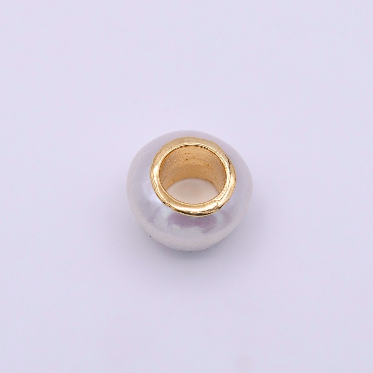 16K Gold Filled 16mm White Pearl Rondell Bead | B-821 - DLUXCA