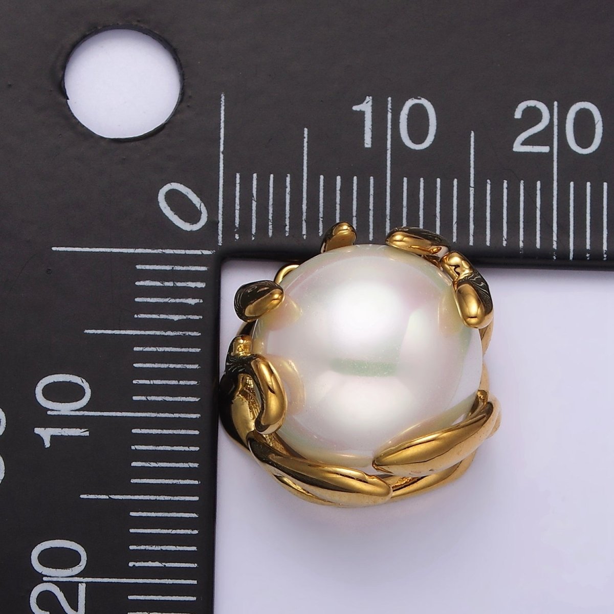 16K Gold Filled 16mm White Shell Pearl Molten Drip Connector in Gold & Silver | G785 - DLUXCA