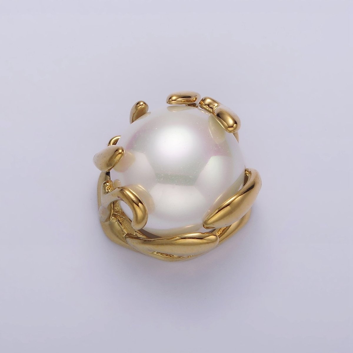 16K Gold Filled 16mm White Shell Pearl Molten Drip Connector in Gold & Silver | G785 - DLUXCA