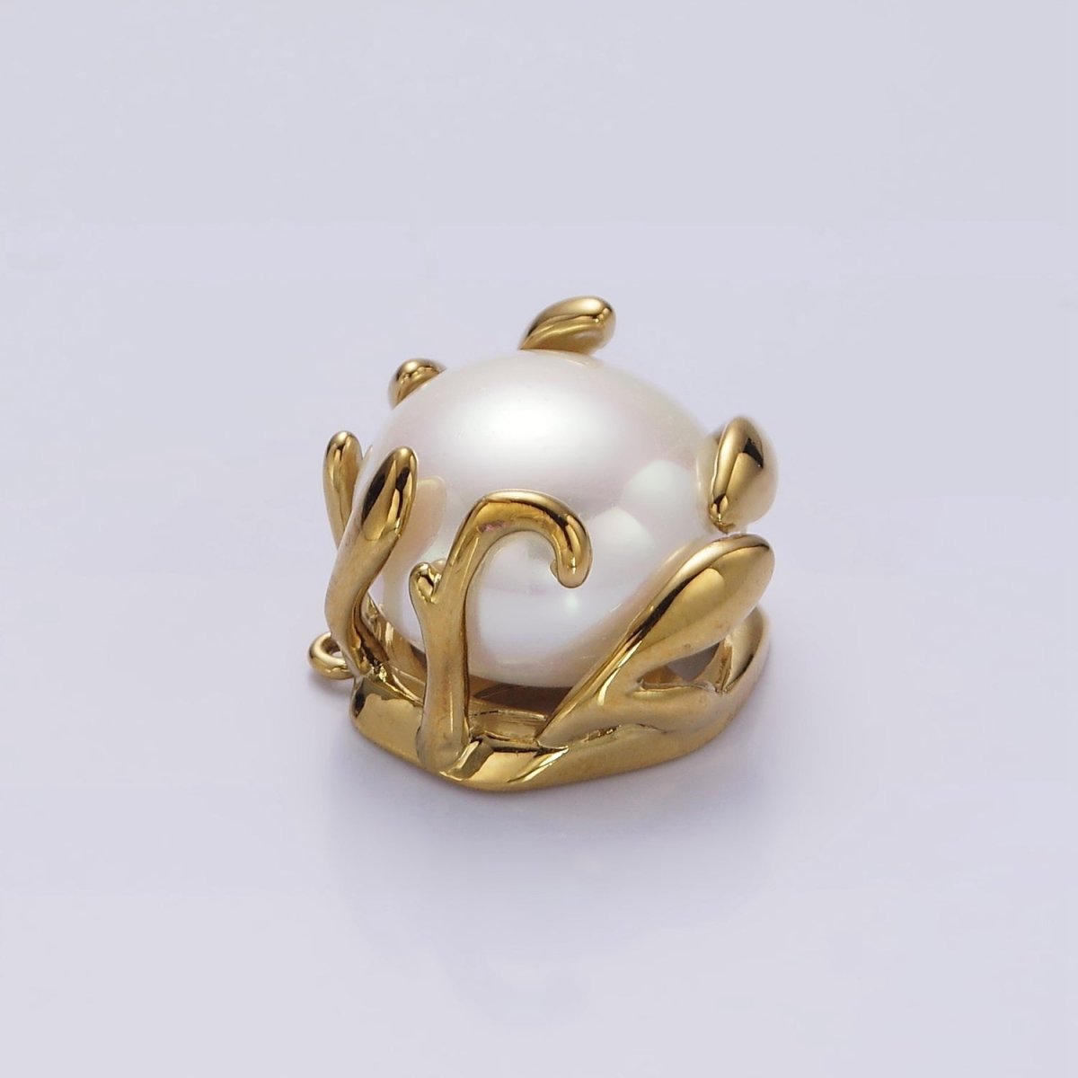 16K Gold Filled 16mm White Shell Pearl Molten Drip Connector in Gold & Silver | G785 - DLUXCA