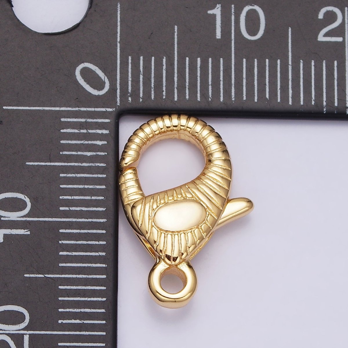 16K Gold Filled 17.5mm Lobster Clasps Line-Textured Jewelry Closure Supply | Z-394 - DLUXCA