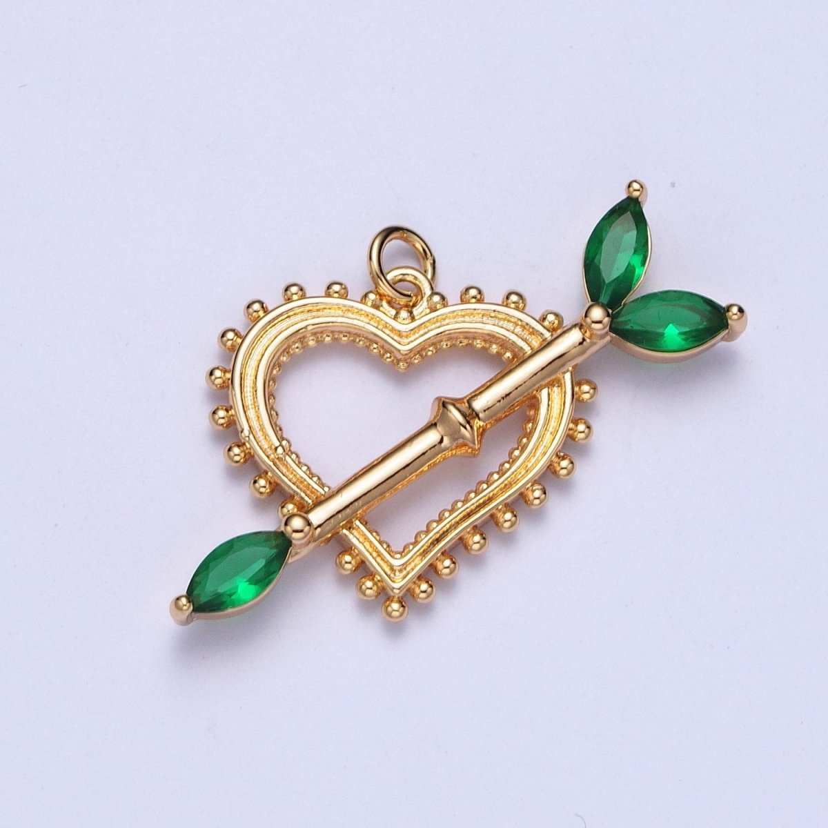 16K Gold Filled 17mm, 20mm Heart Cupid's Arrow Pink, Clear, Green, Yellow Marquise Charm AG-013~AG-020 - DLUXCA