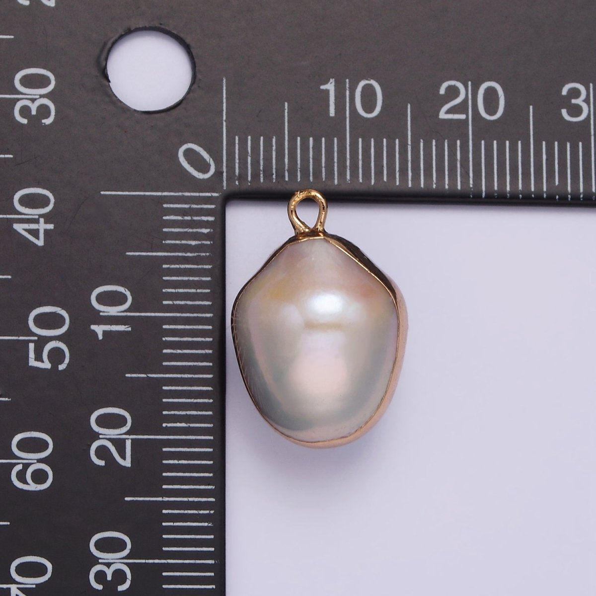 16K Gold Filled 19.5mm Cream Freshwater Pearl Abstract Dipped Charm | P1616 - DLUXCA