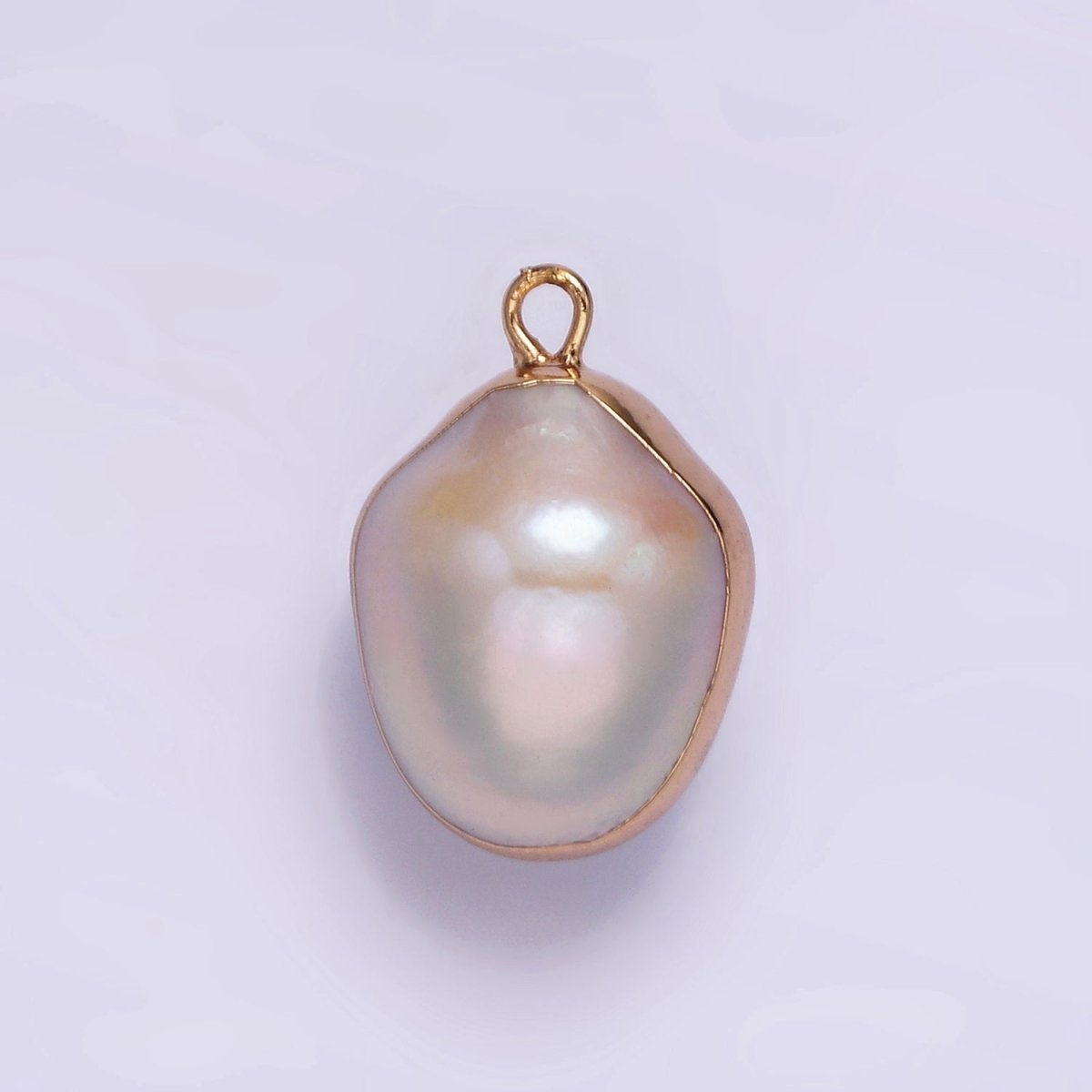 16K Gold Filled 19.5mm Cream Freshwater Pearl Abstract Dipped Charm | P1616 - DLUXCA