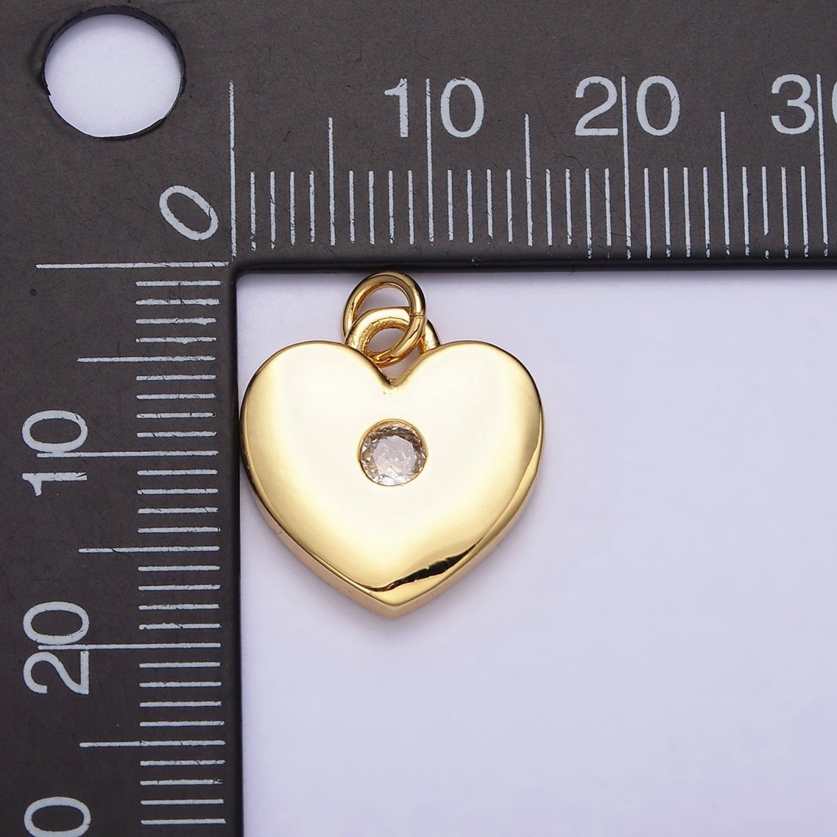 16K Gold Filled 19mm Mini Clear CZ Heart Add-On Charm | AC1169 - DLUXCA