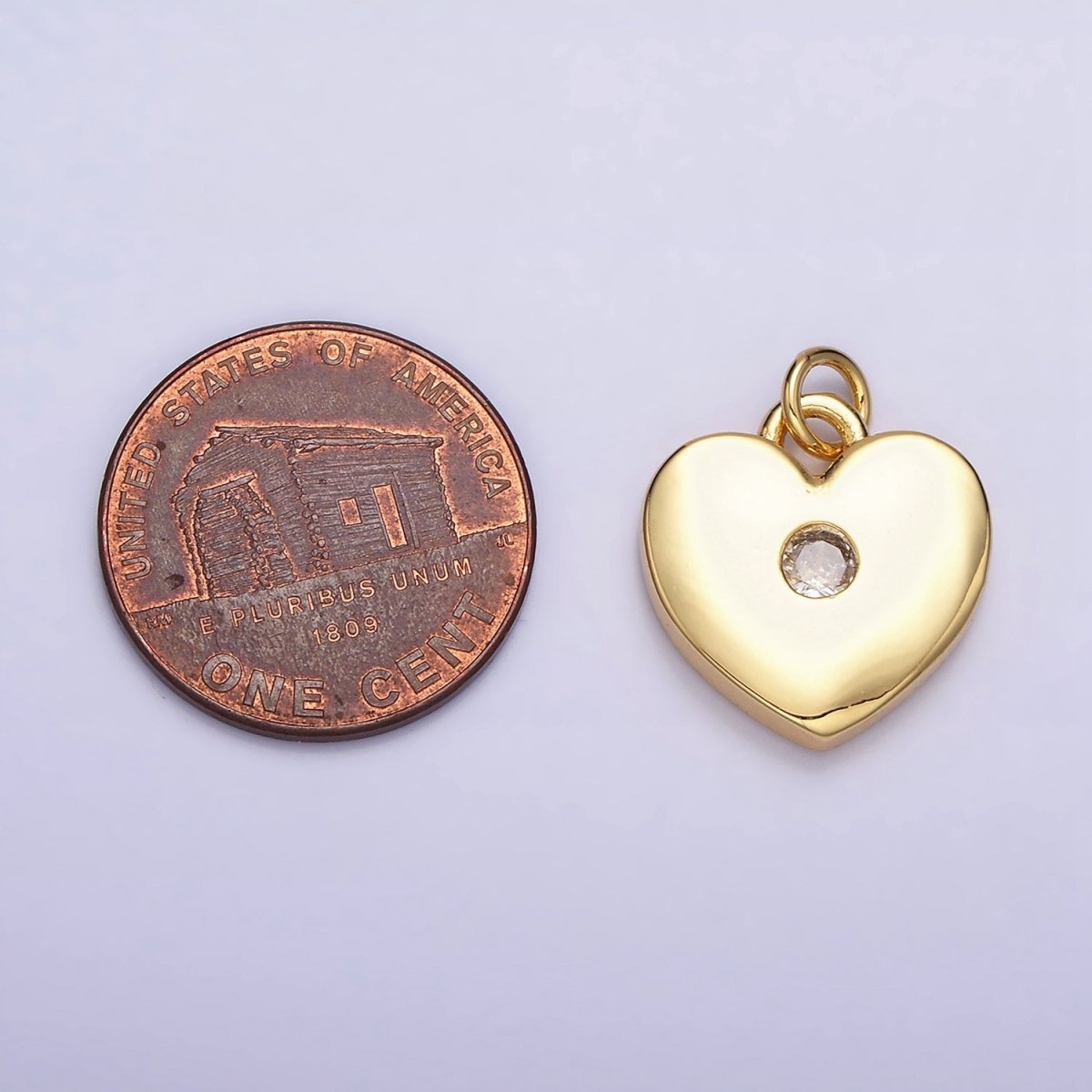 16K Gold Filled 19mm Mini Clear CZ Heart Add-On Charm | AC1169 - DLUXCA