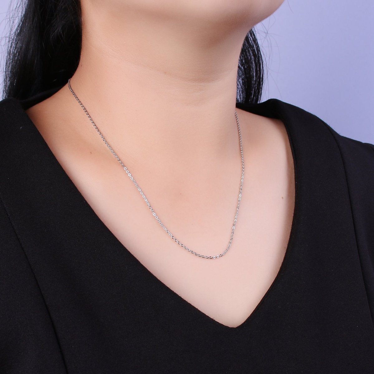 16K Gold Filled 1mm Dainty Cable Chain 18 Inch Layering Necklace w. Extender in Gold & Silver | WA-444 WA-445 Clearance Pricing - DLUXCA