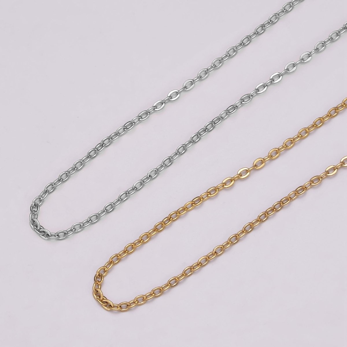 16K Gold Filled 1mm Dainty Cable Chain 18 Inch Layering Necklace w. Extender in Gold & Silver | WA-444 WA-445 Clearance Pricing - DLUXCA