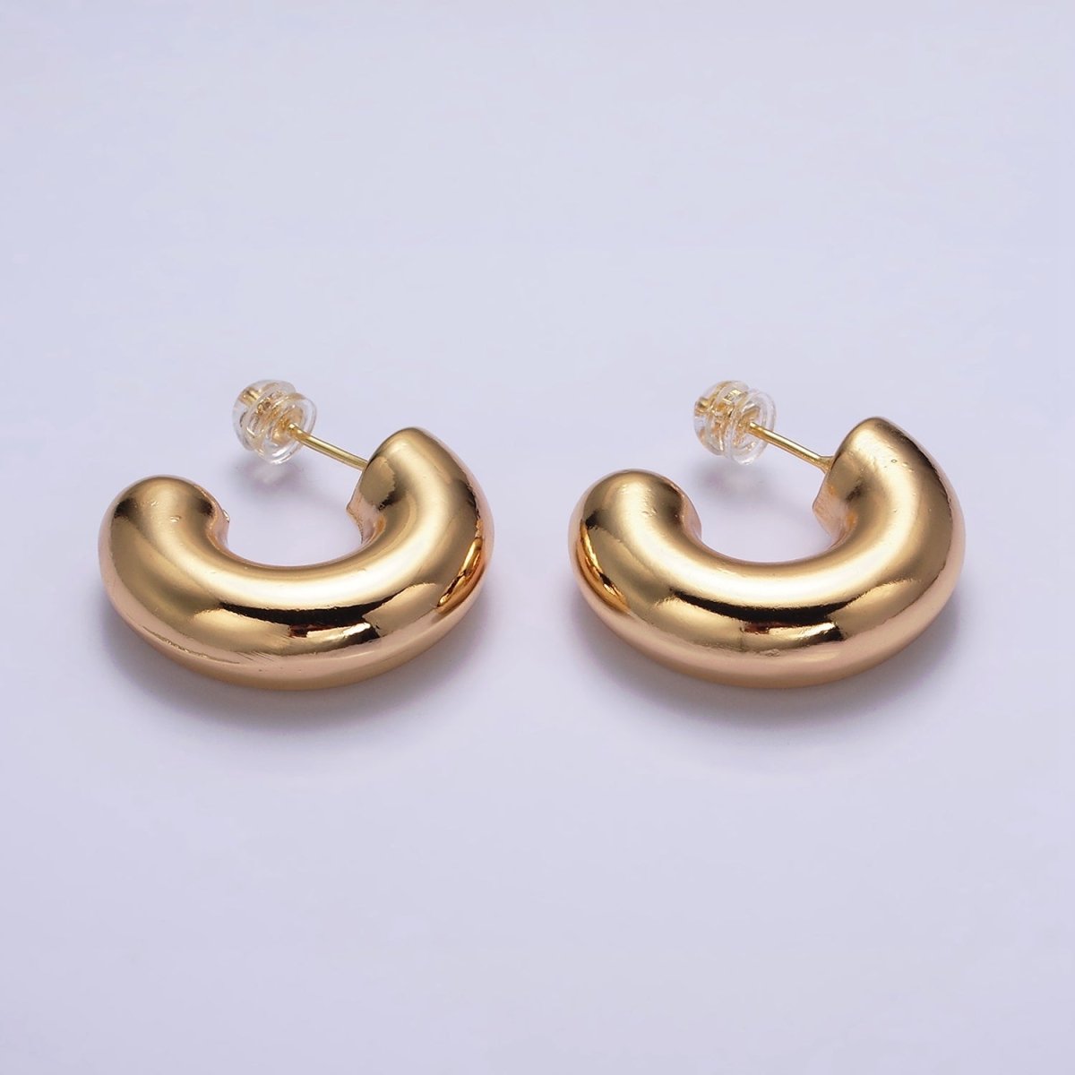16K Gold Filled 20mm Chubby C-Shaped Hoop Earrings | AE-086 - DLUXCA