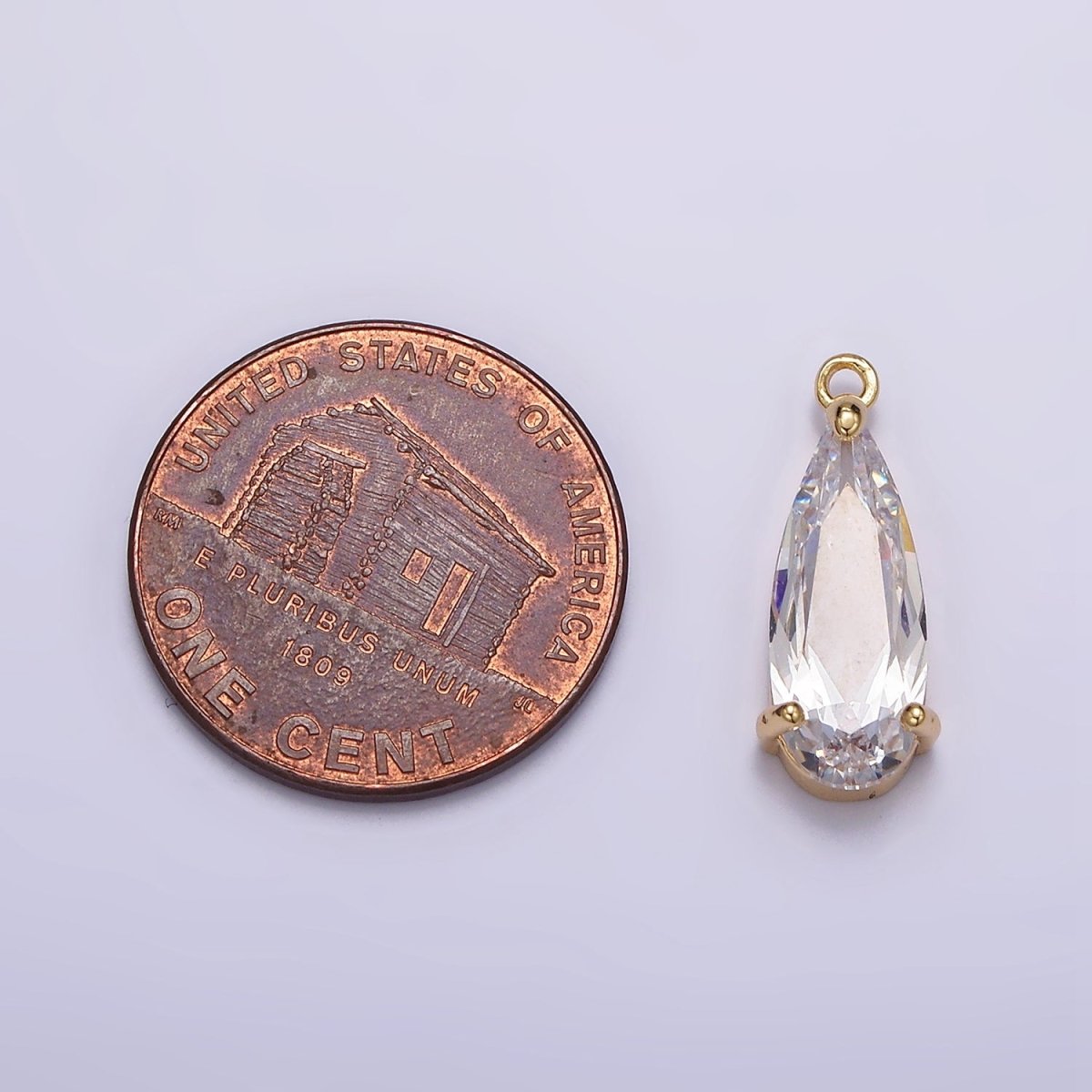 16K Gold Filled 20mm Clear CZ Teardrop Add-On Charm | N-963 - DLUXCA