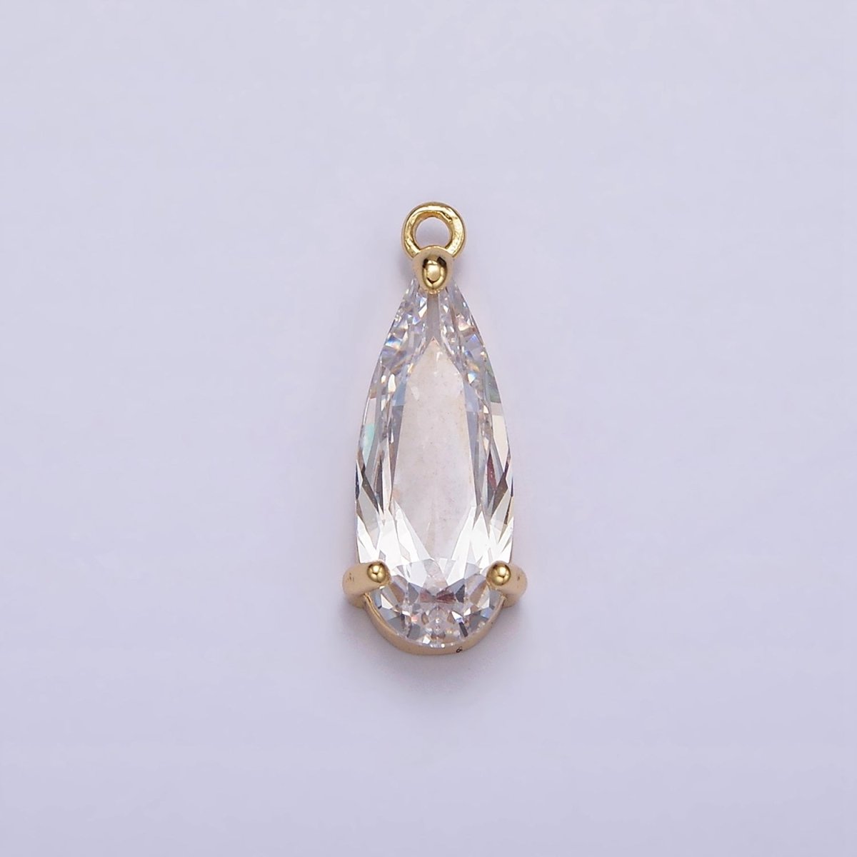 16K Gold Filled 20mm Clear CZ Teardrop Add-On Charm | N-963 - DLUXCA