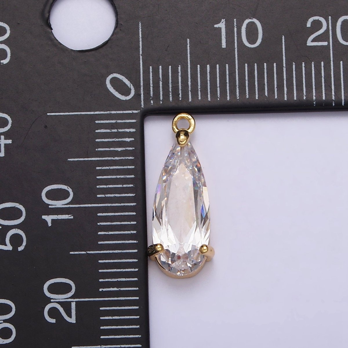 16K Gold Filled 20mm Clear CZ Teardrop Add-On Charm | N-963 - DLUXCA