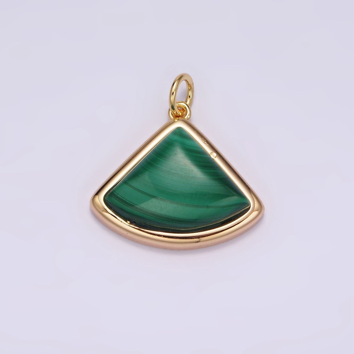 16K Gold Filled 20mm Green Malachite Triangle Bezel Charm | AG454 - DLUXCA