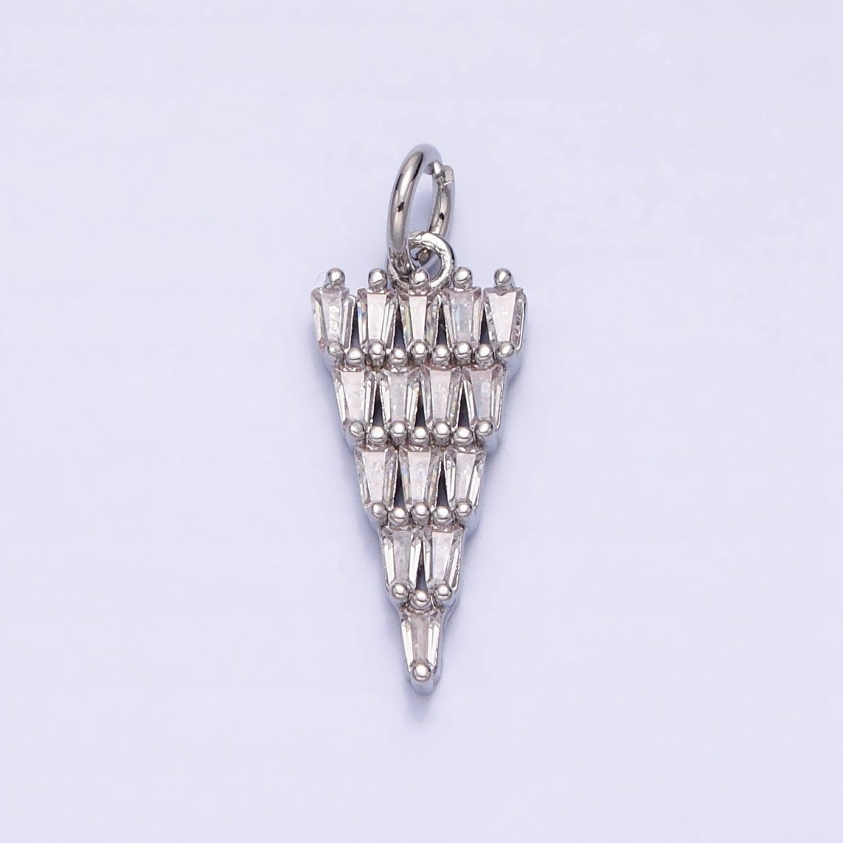 16K Gold Filled 21.5mm Triangle Baguette Clear CZ Charm in Gold & Silver | AC1223 AC1224 - DLUXCA