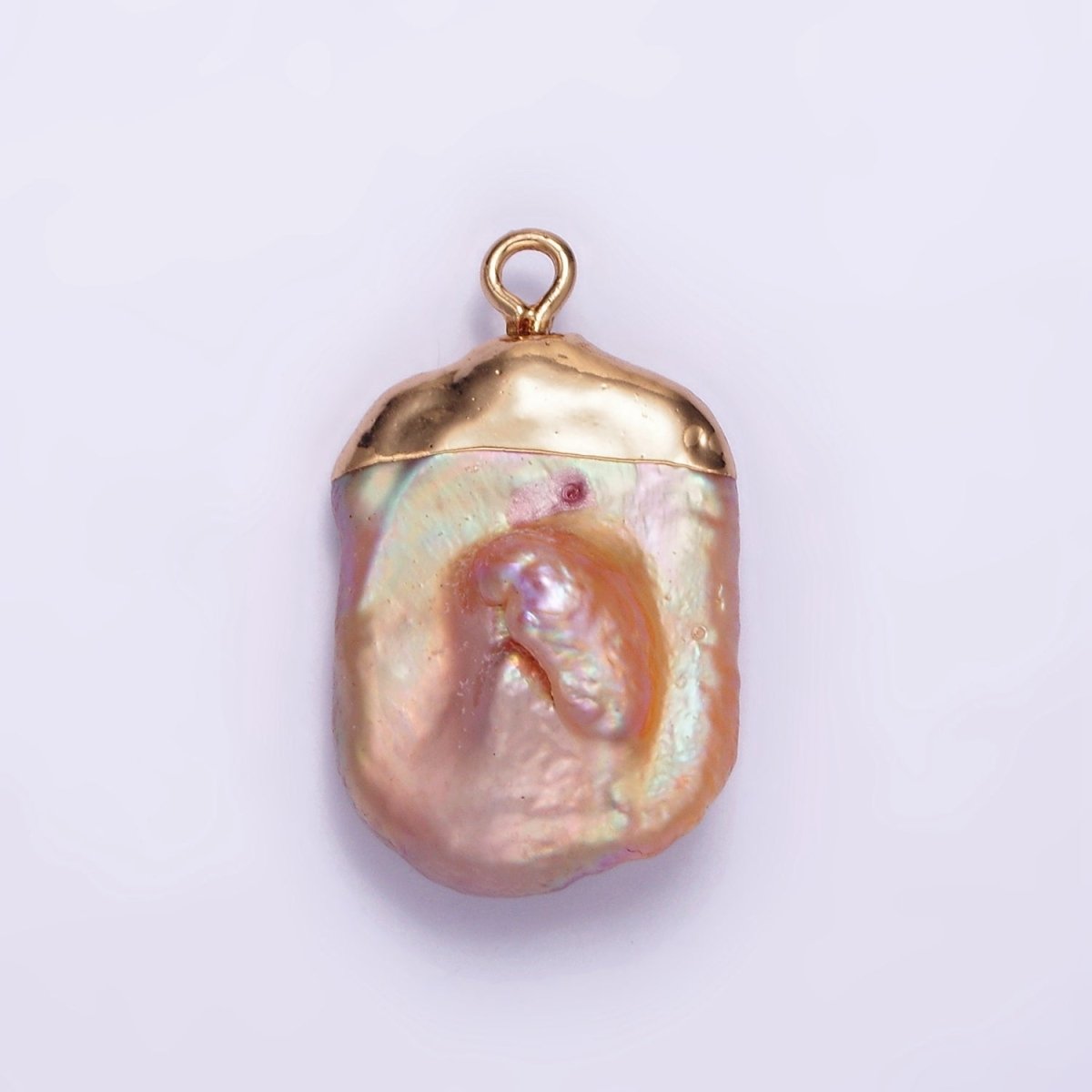 16K Gold Filled 25mm Pink Blush Baroque Freshwater Pearl Dipped Charm | P1620 - DLUXCA