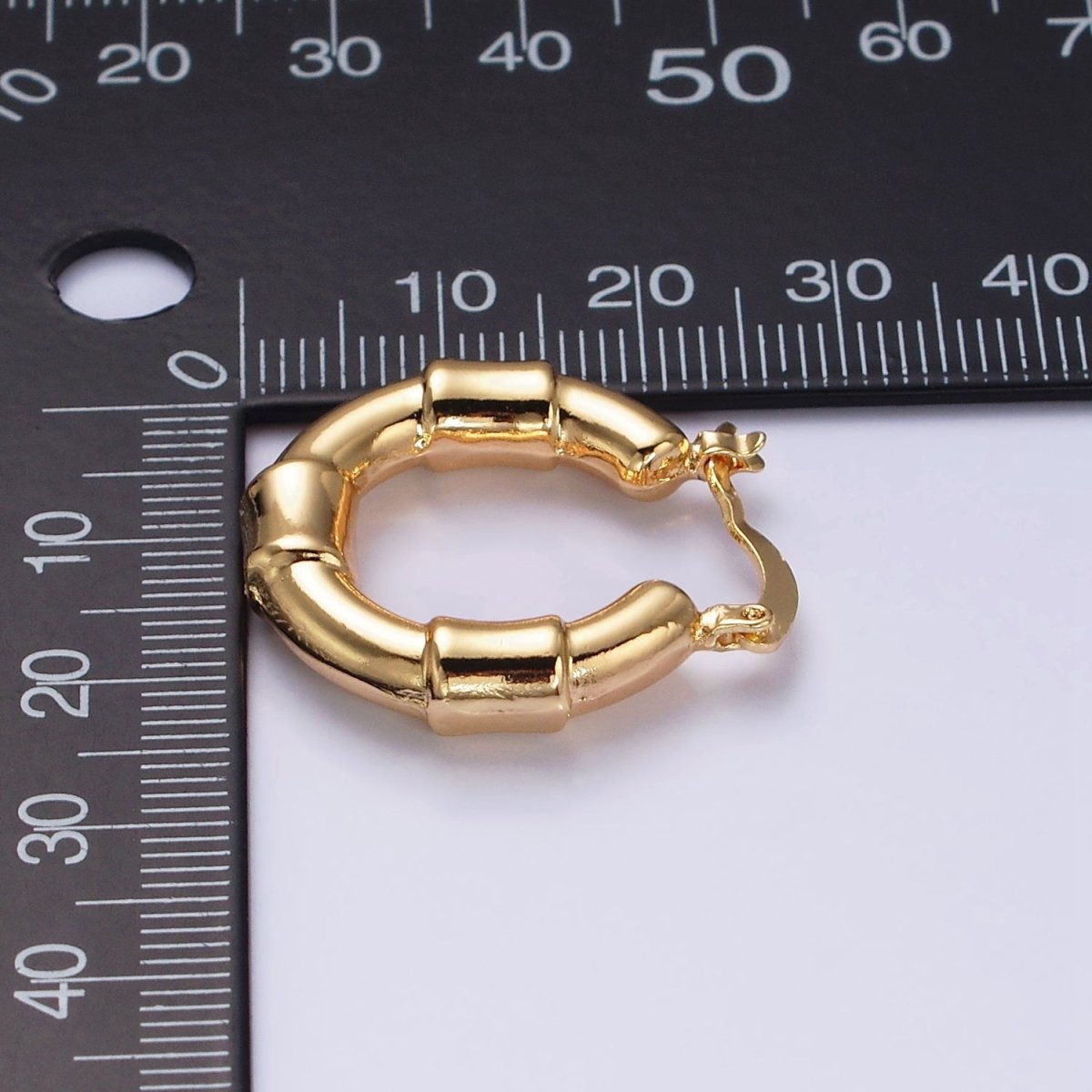 16K Gold Filled 25mm Triple Wide Wrap French Lock Latch Hoop Earrings | AE085 - DLUXCA