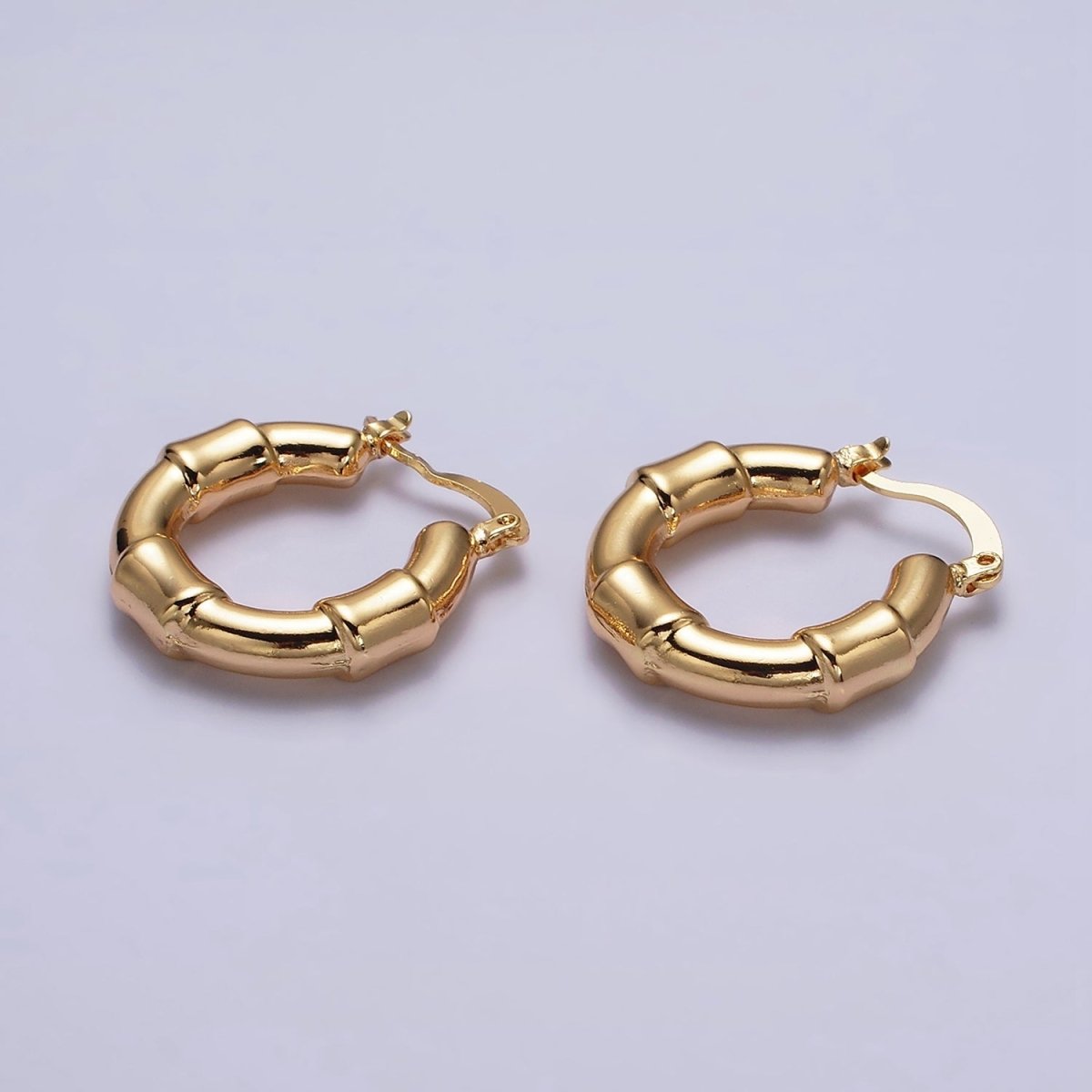 16K Gold Filled 25mm Triple Wide Wrap French Lock Latch Hoop Earrings | AE085 - DLUXCA