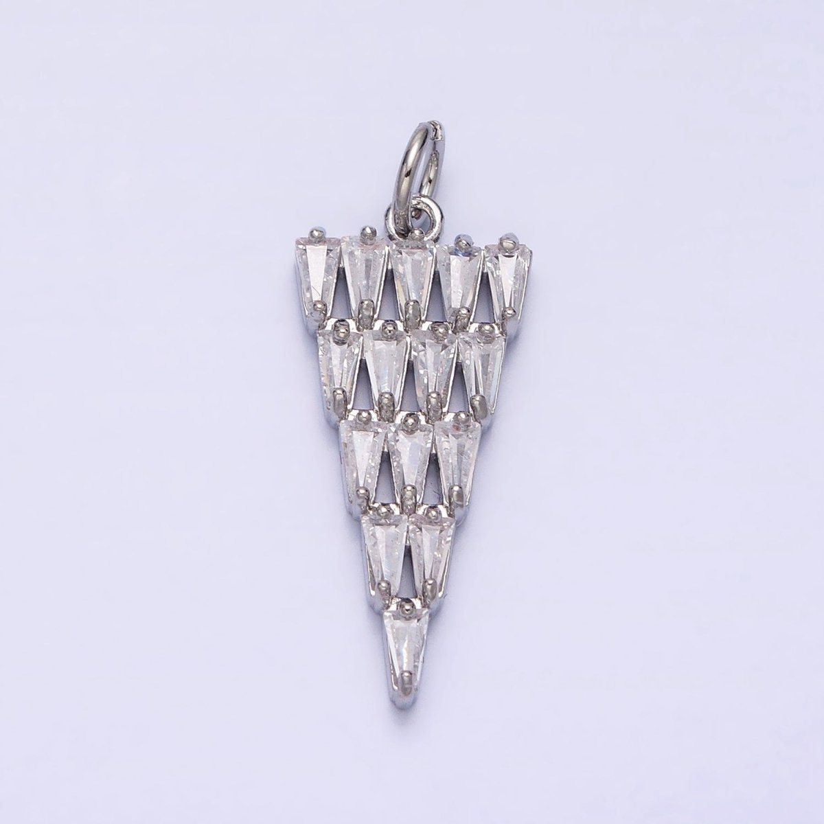 16K Gold Filled 26mm Triangle Baguette Clear CZ Charm in Gold & Silver | AC1189 AC1190 - DLUXCA