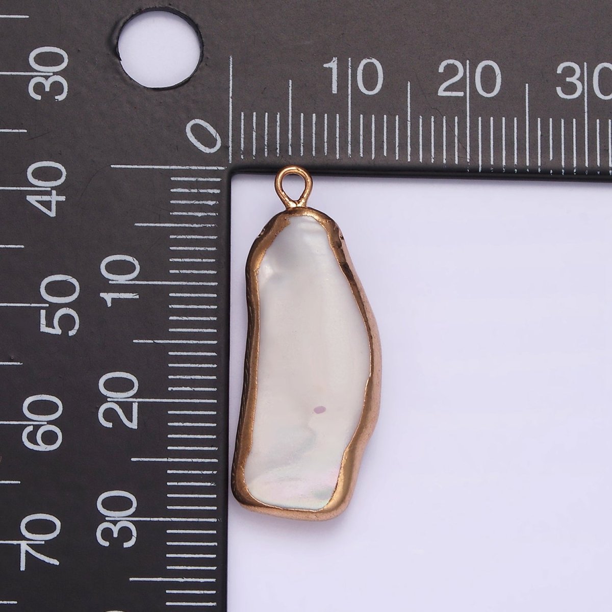 16K Gold Filled 30mm Abstract Rose Gold-Dipped Biwa Freshwater Pearl Charm | P1617 - DLUXCA