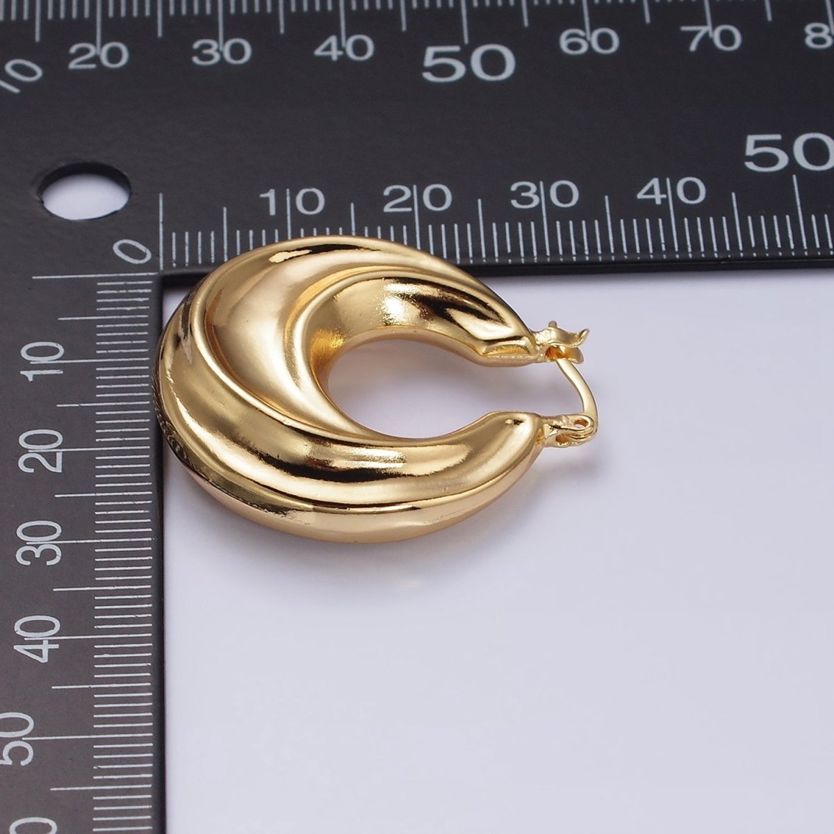 16K Gold Filled 30mm Chubby Twirl French Lock Latch Hoop Earrings | AE084 - DLUXCA