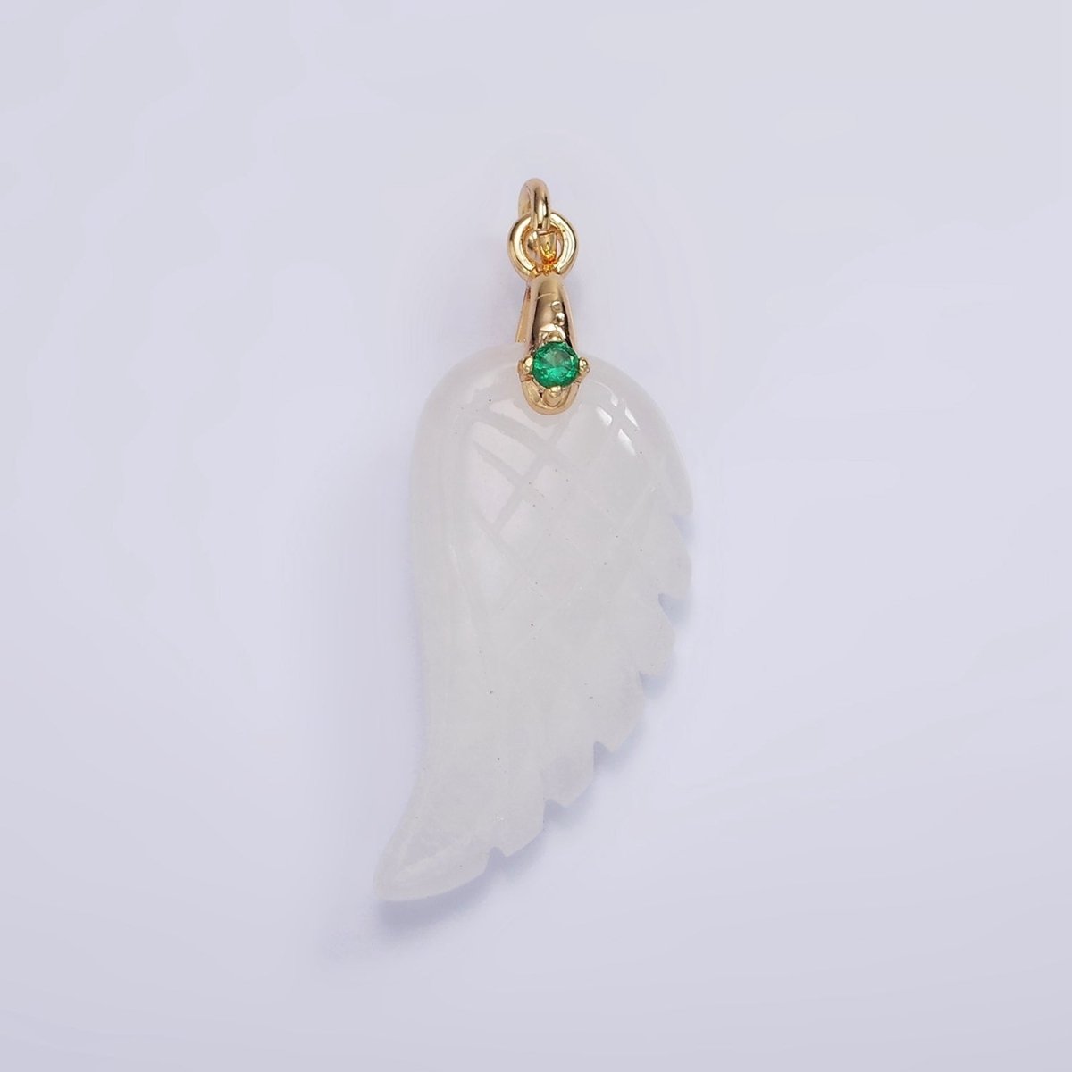 16K Gold Filled 30mm Clear Quartz, Rose Quartz Feather Wings CZ Bail Charm | AG294 - AG297 - DLUXCA