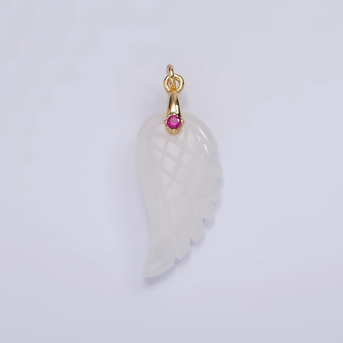 16K Gold Filled 30mm Clear Quartz, Rose Quartz Feather Wings CZ Bail Charm | AG294 - AG297 - DLUXCA