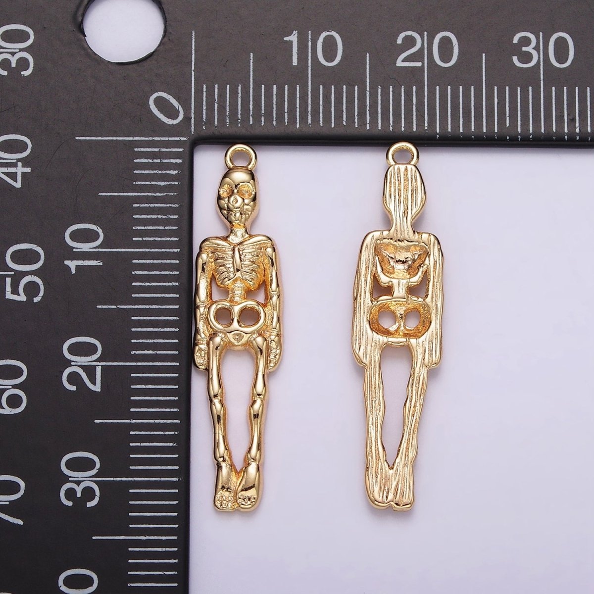 16K Gold Filled 32mm Body Skeleton Minimalist Charm | AG605 - DLUXCA