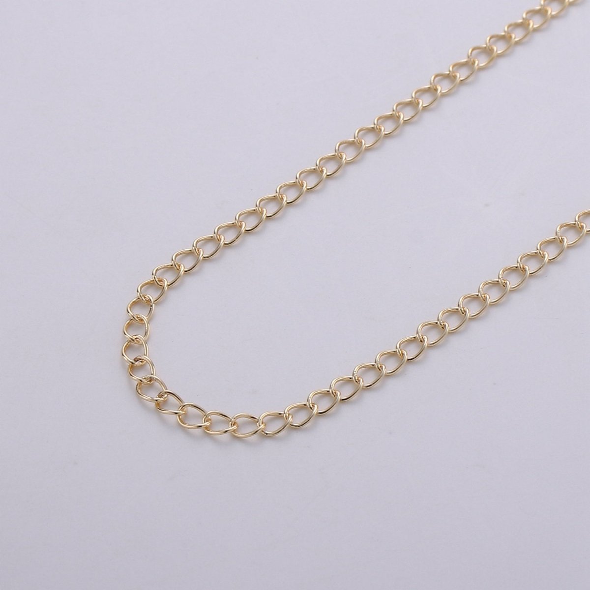 16K Gold Filled 3mm Chain by yard, Unfinished Double Link Chain for Necklace Bracelet Anklet Perfect for Chain Extender component | ROLL-288 - DLUXCA