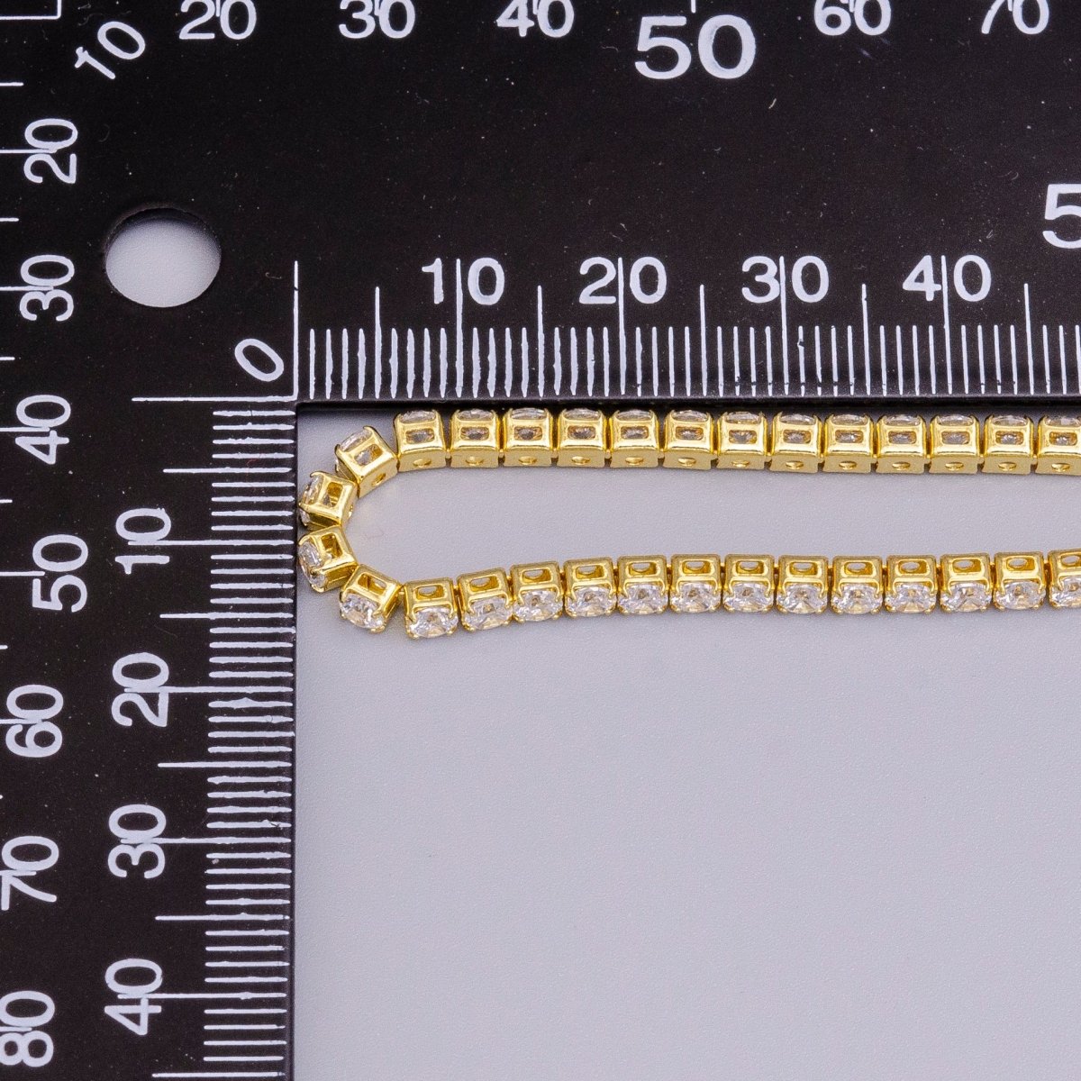 16K Gold Filled 3mm Clear Crystal Tennis Chain 5.75", 6.25", 7.25" Bracelet | WA-1884 - WA-1886 Clearance Pricing - DLUXCA