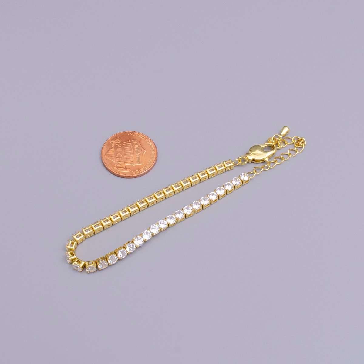 16K Gold Filled 3mm Clear Crystal Tennis Chain 5.75", 6.25", 7.25" Bracelet | WA-1884 - WA-1886 Clearance Pricing - DLUXCA