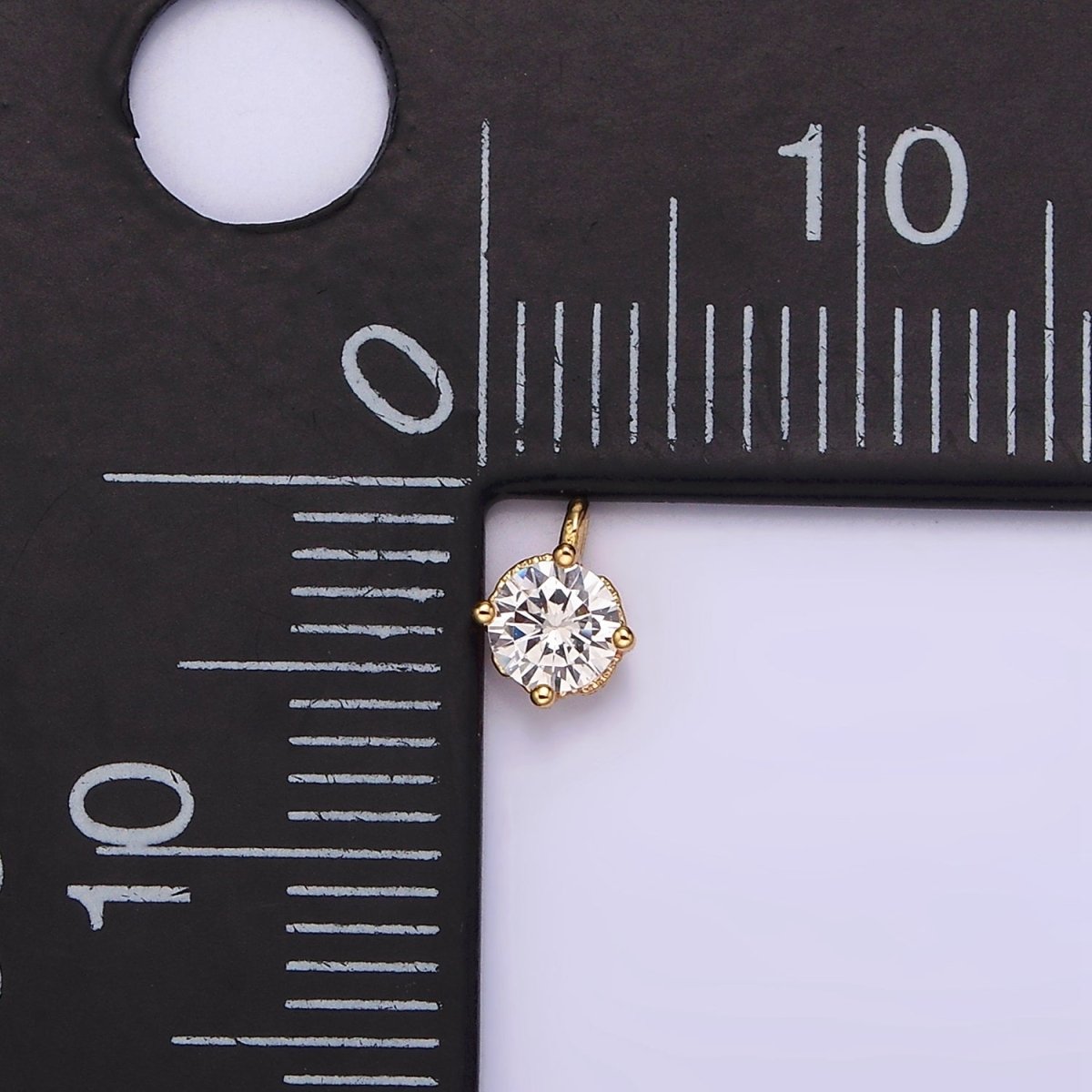 16K Gold Filled 4.2mm Clear Cubic Zirconia Minimalist Round Mini Charm | AG-093 - DLUXCA