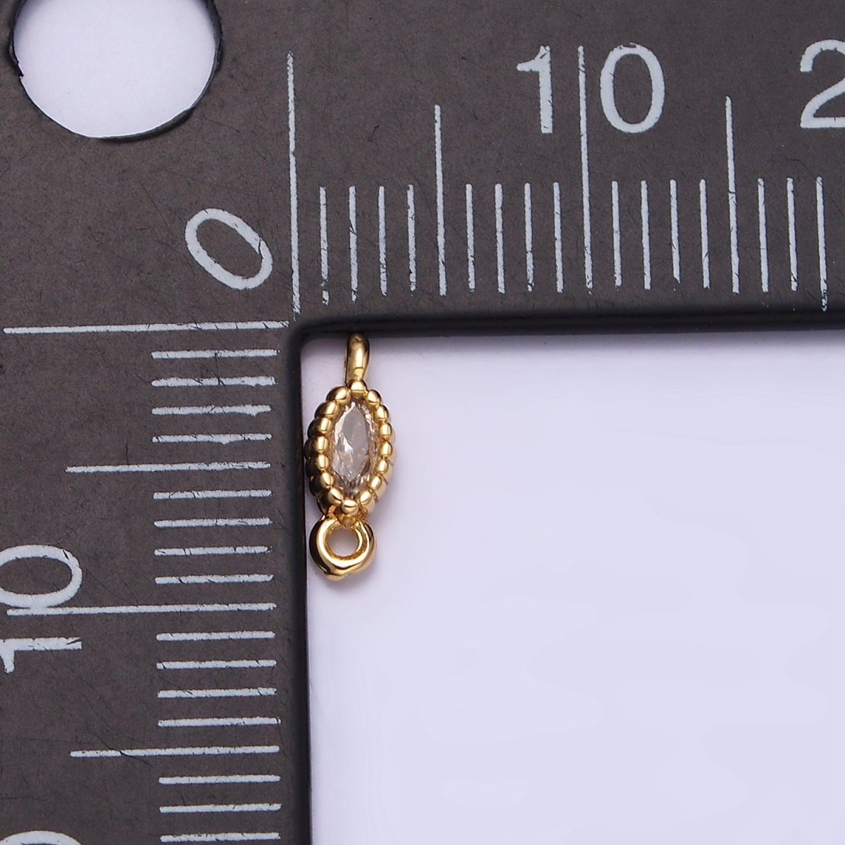 16K Gold Filled 4.5mm Clear Marquise CZ Dotted Bezel Connector in Gold & Silver | AA1064 AA1065 - DLUXCA