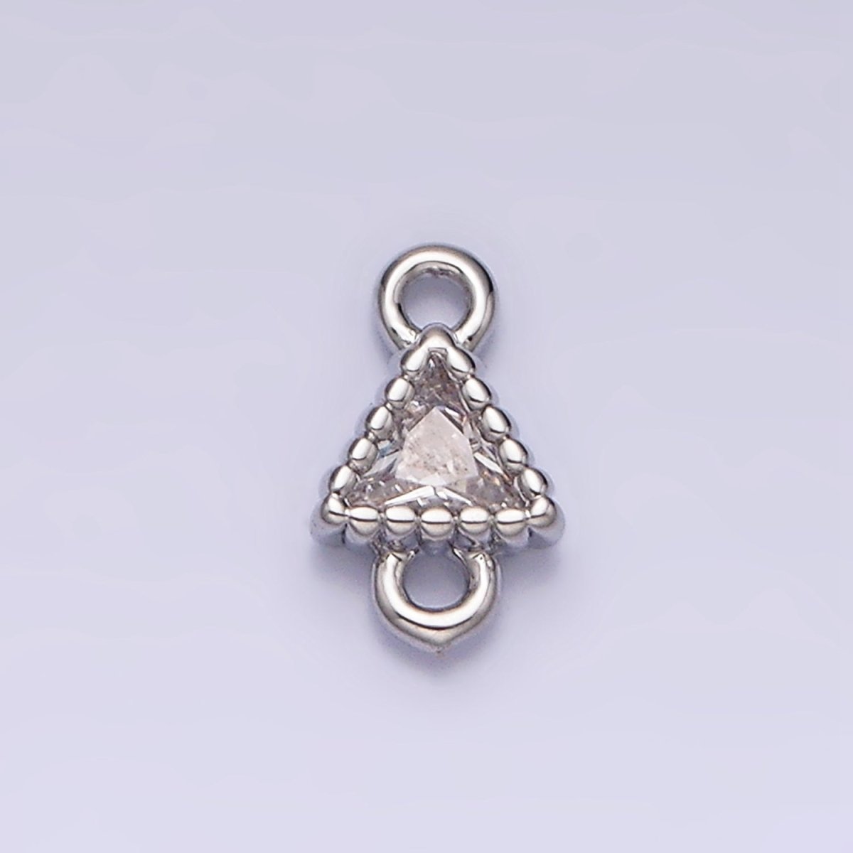 16K Gold Filled 4.5mm Clear Triangle CZ Dotted Bezel Connector in Gold & Silver | AA1062 AA1063 - DLUXCA