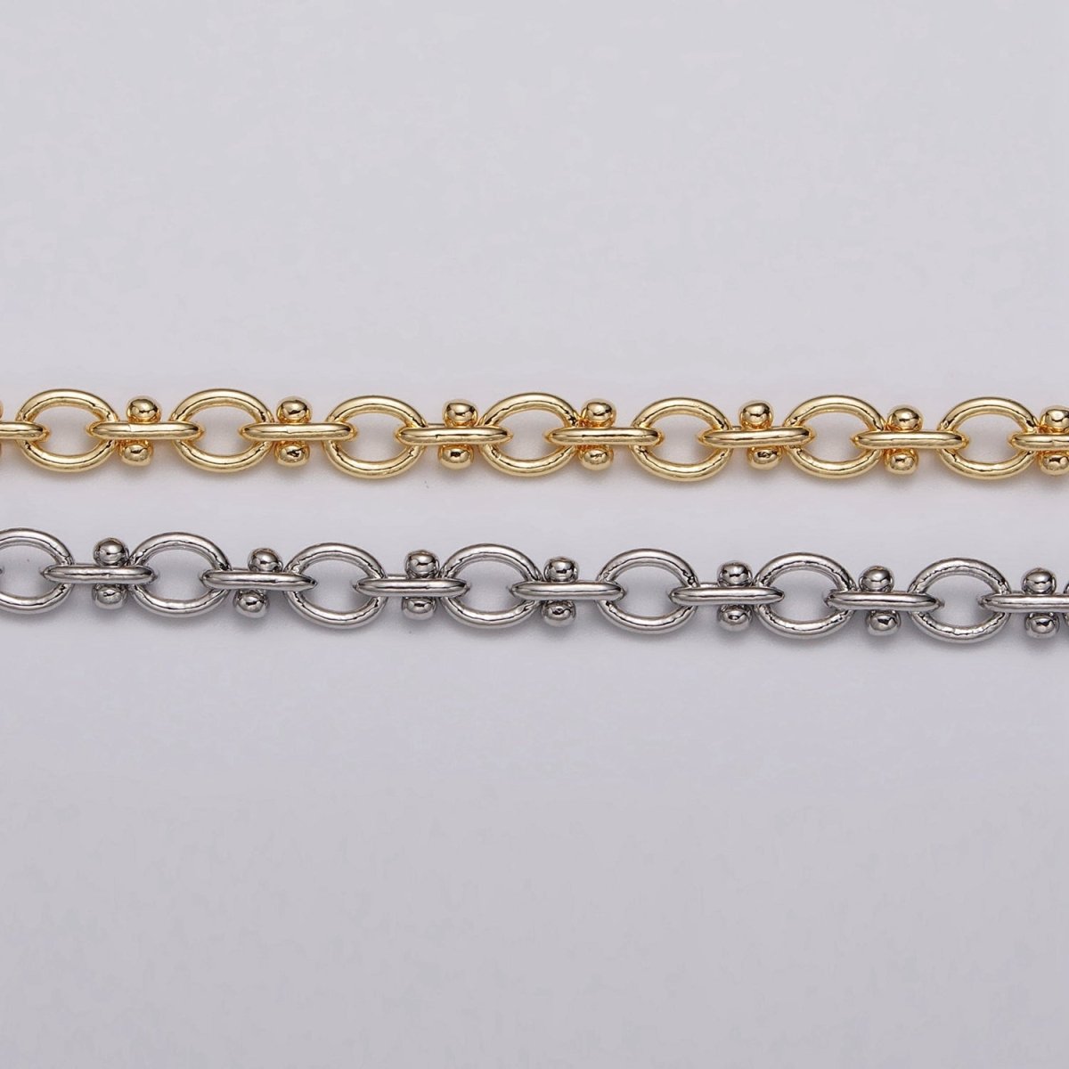 16K Gold Filled 4.5mm Figaro Long and Short Fancy Cable Unfinished Chain in Gold & Silver | ROLL-1179 ROLL-1180 Clearance Pricing - DLUXCA